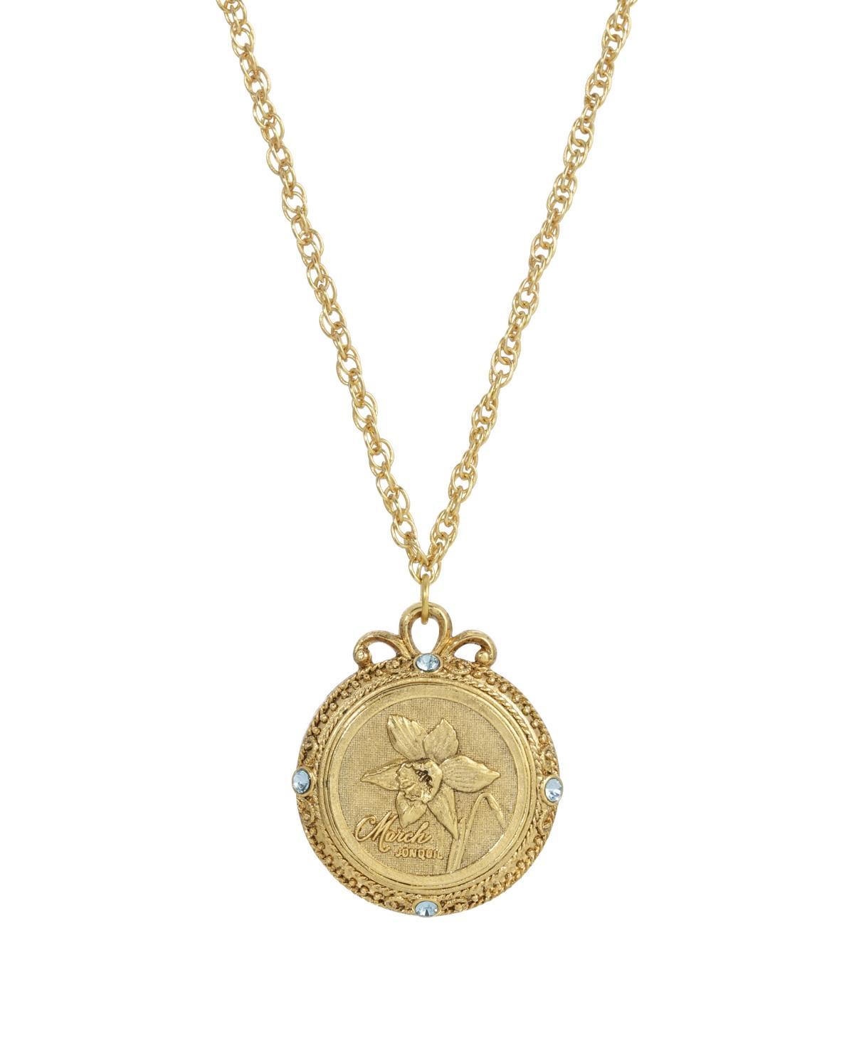 1928 Gold Tone Flower of the Month Pendant Necklace, Womens, September Product Image