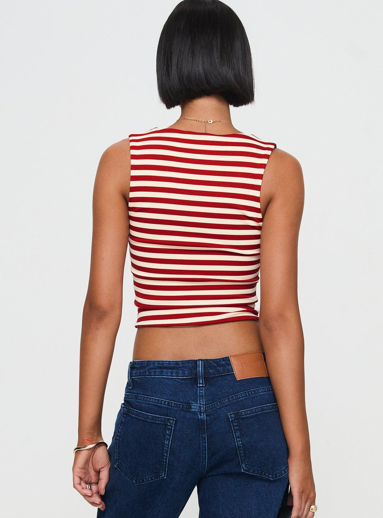 Back In Time Top Red Stripe Product Image