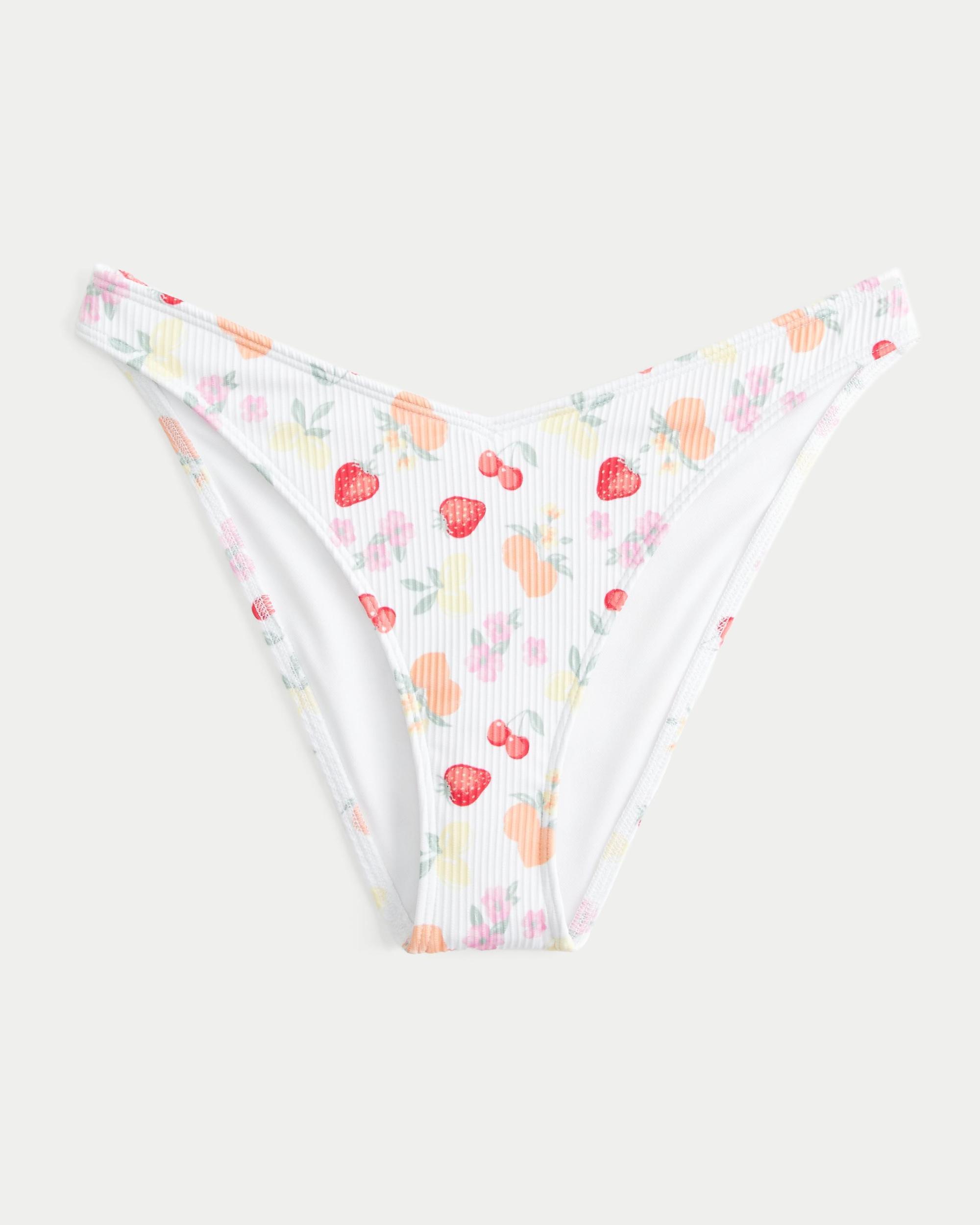 Ribbed High-Leg V-Waist Cheeky Bikini Bottom Product Image