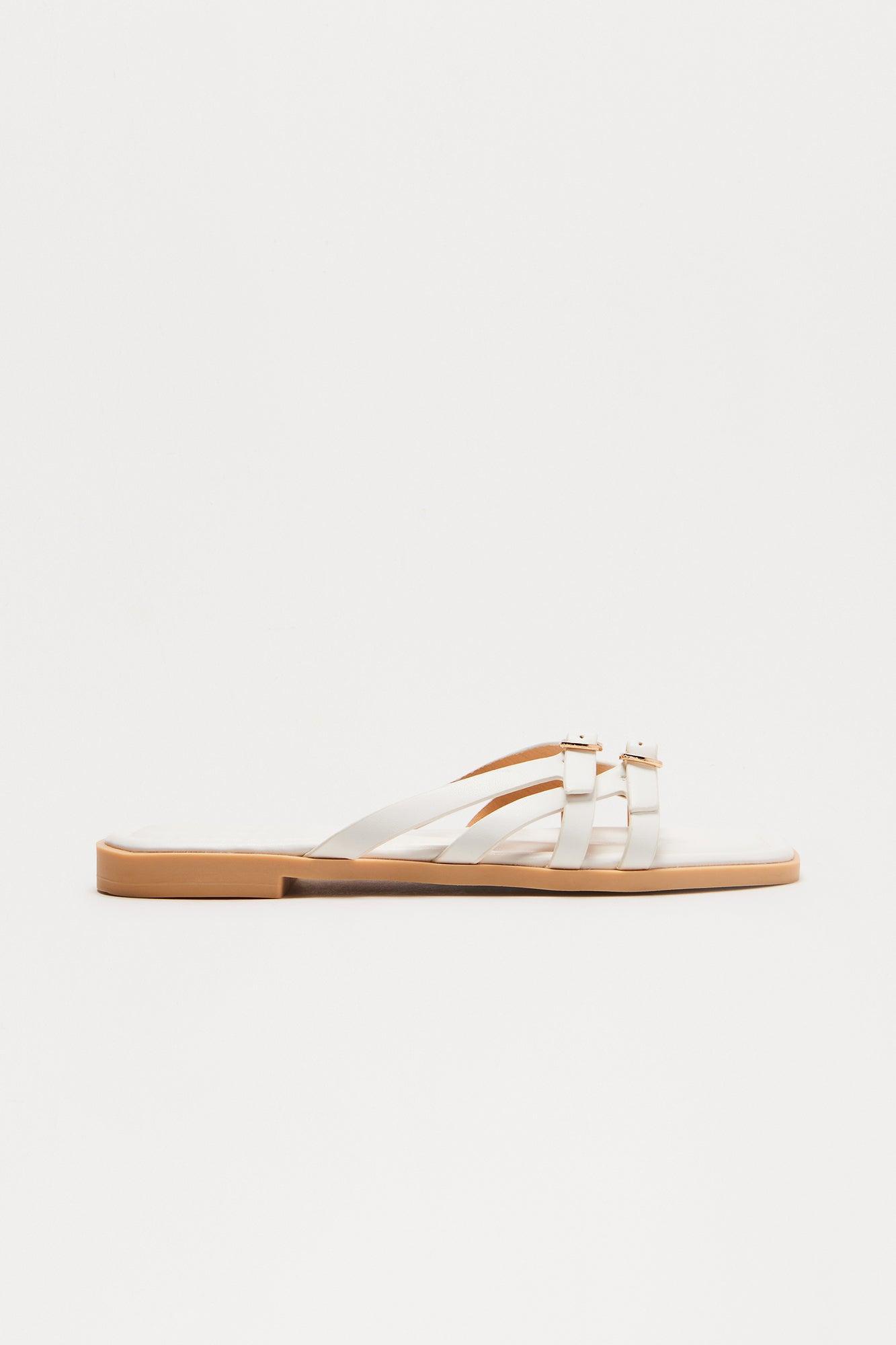 Tammy Faux Leather Slip On Sandals - White Product Image