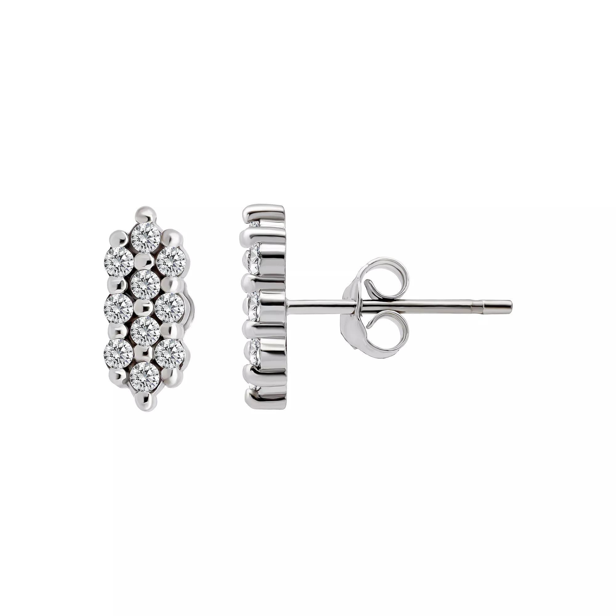 Aleure Precioso Sterling Silver Cubic Zirconia Cluster Stud Earrings, Womens Product Image