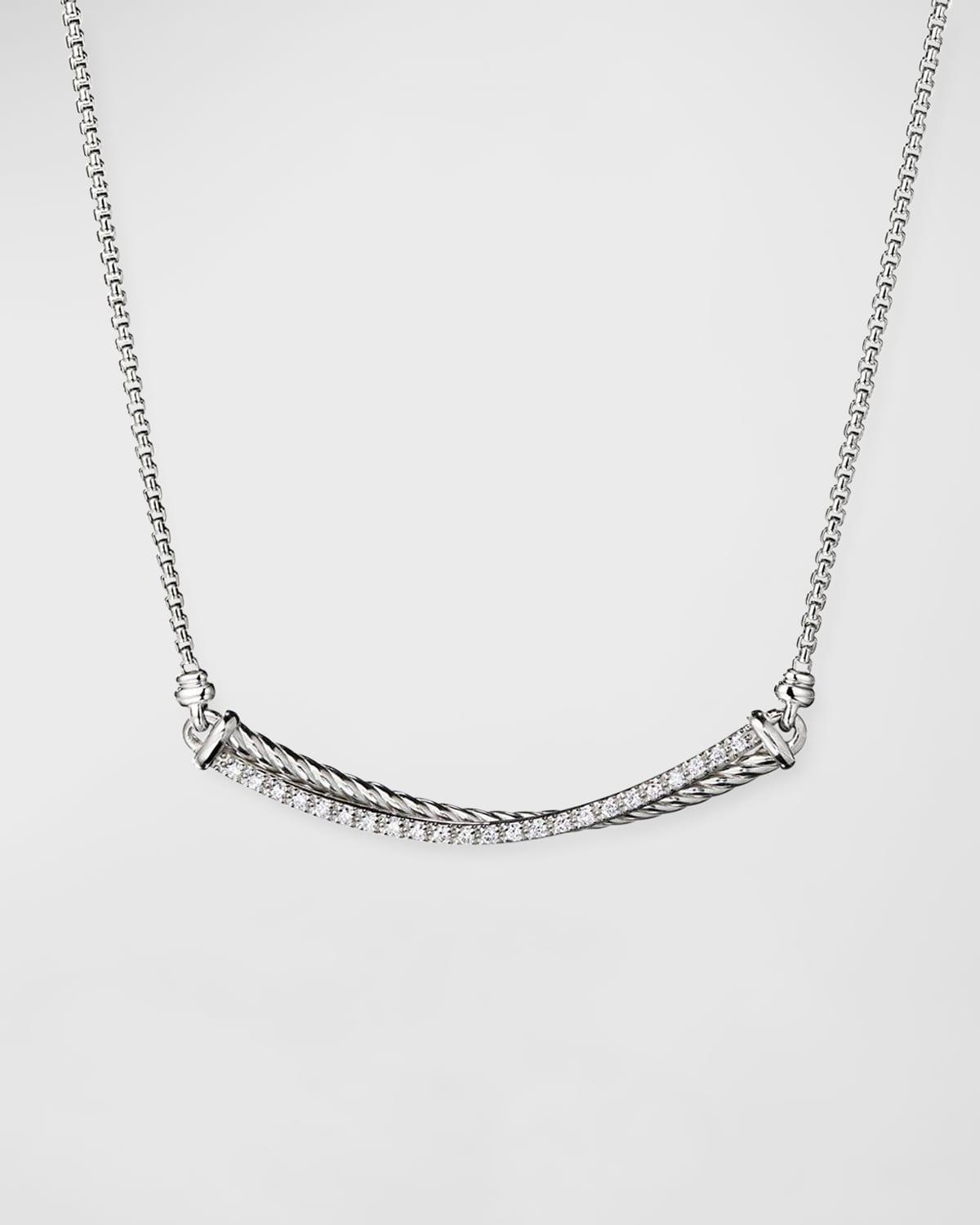 David Yurman Crossover Bar Necklace with Diamonds in Sterling Silver Product Image