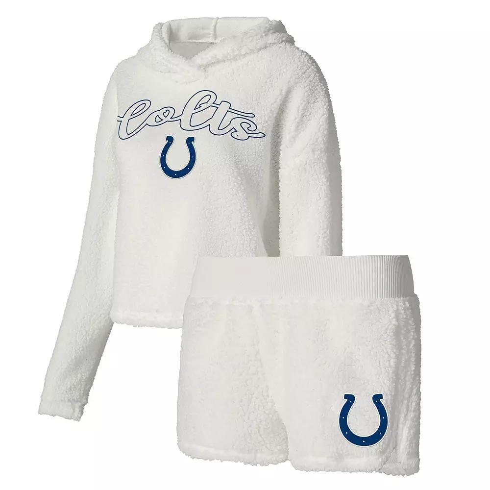 Women's Concepts Sport  White Indianapolis Colts Fluffy Pullover Sweatshirt & Shorts Sleep Set, Size: 2XL Product Image
