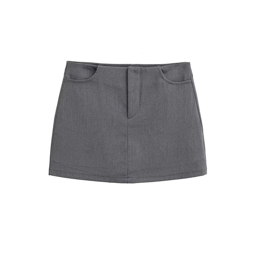 Mid Waist Plain Mini Pencil Skirt Product Image