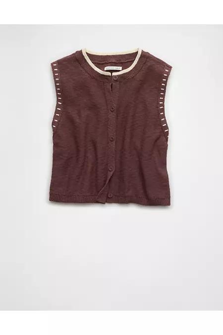 AE Crew Neck Button-Up Sweater Vest Women's Product Image