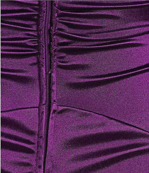 Honey and Rosie Spaghetti Strap V-Neck Royal Sateen Dress Product Image
