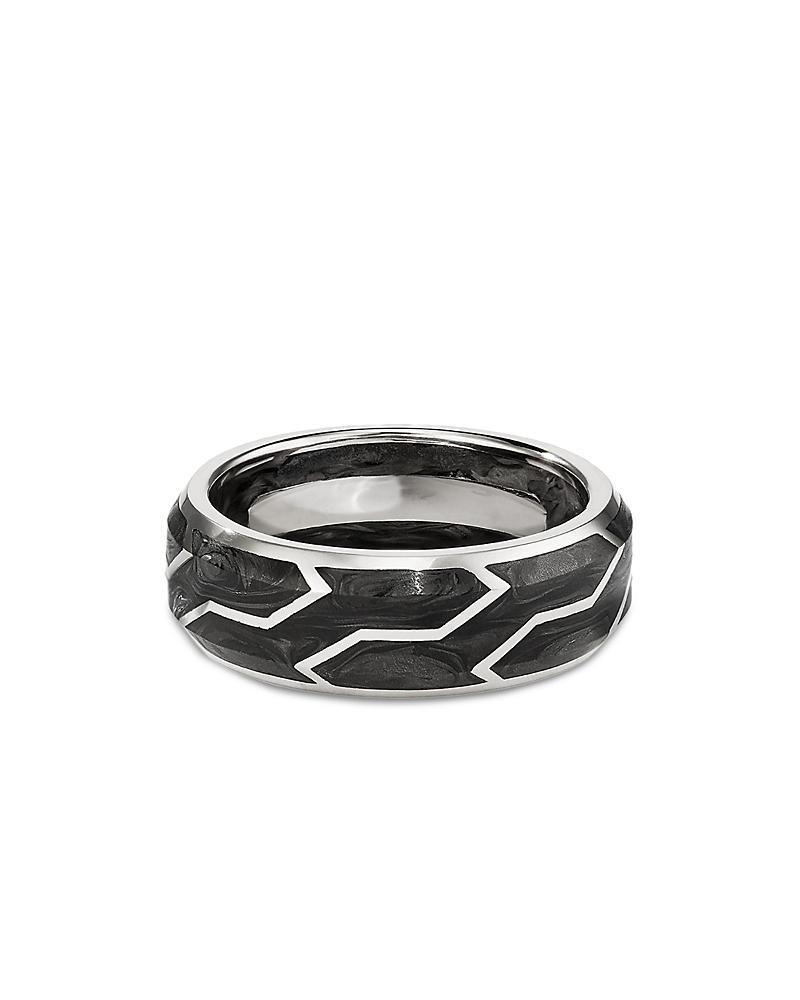 David Yurman Mens 18K White Gold Forged Carbon 8.5mm Band Product Image