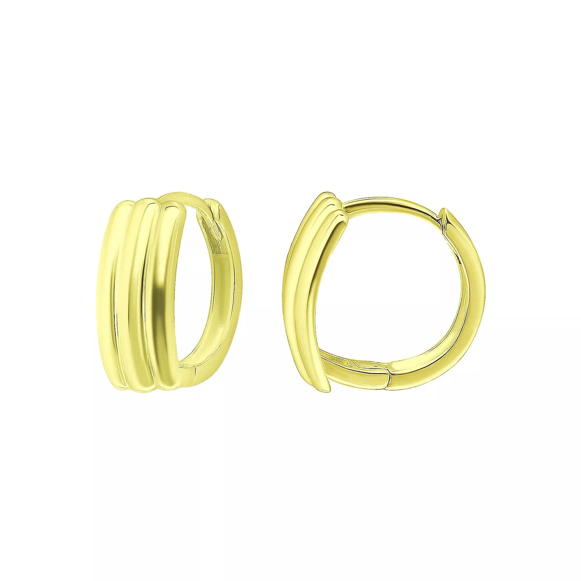 Aleure Precioso Sterling Silver Lined Shield Huggie Earrings, Women's, Gold Tone Product Image