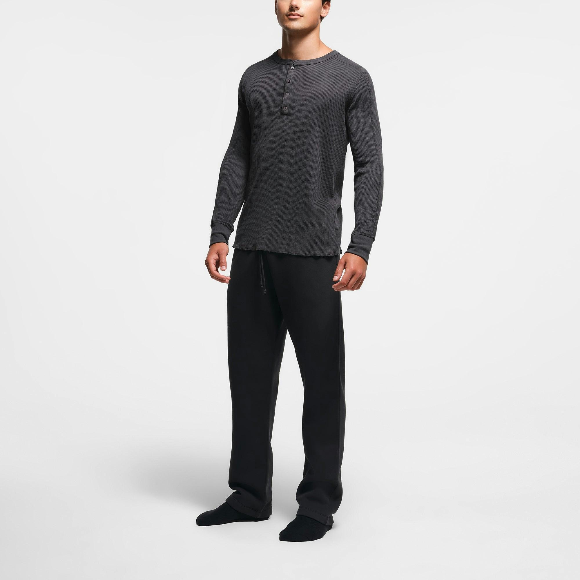 WAFFLE MENS SLIM LONG SLEEVE HENLEY | ASH Product Image