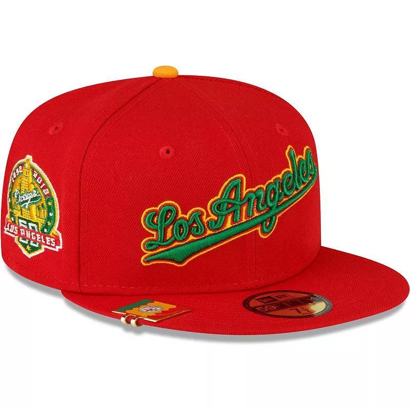 Men's New Era Red Los Angeles Dodgers City Flag 59FIFTY Fitted Hat, Size: 7 3/8 Product Image