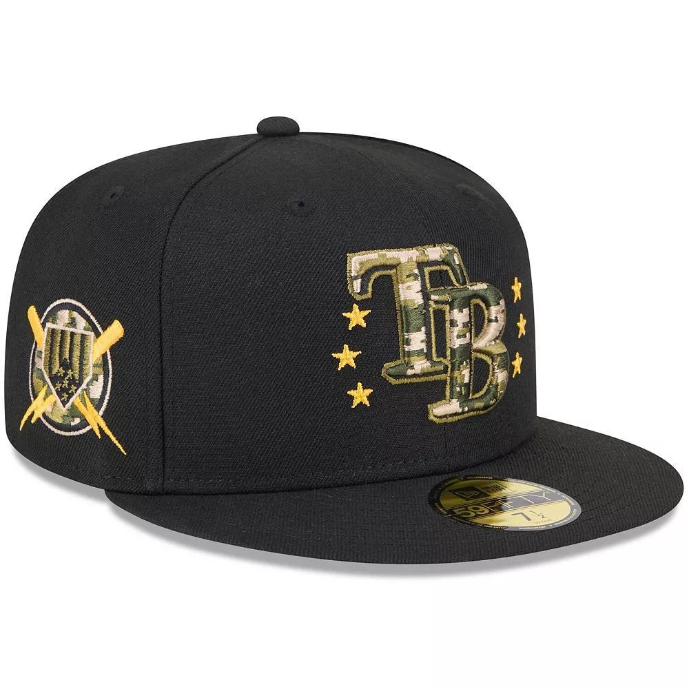 Men's New Era  Black Tampa Bay Rays 2024 Armed Forces Day On-Field 59FIFTY Fitted Hat, Size: 7 5/8 Product Image