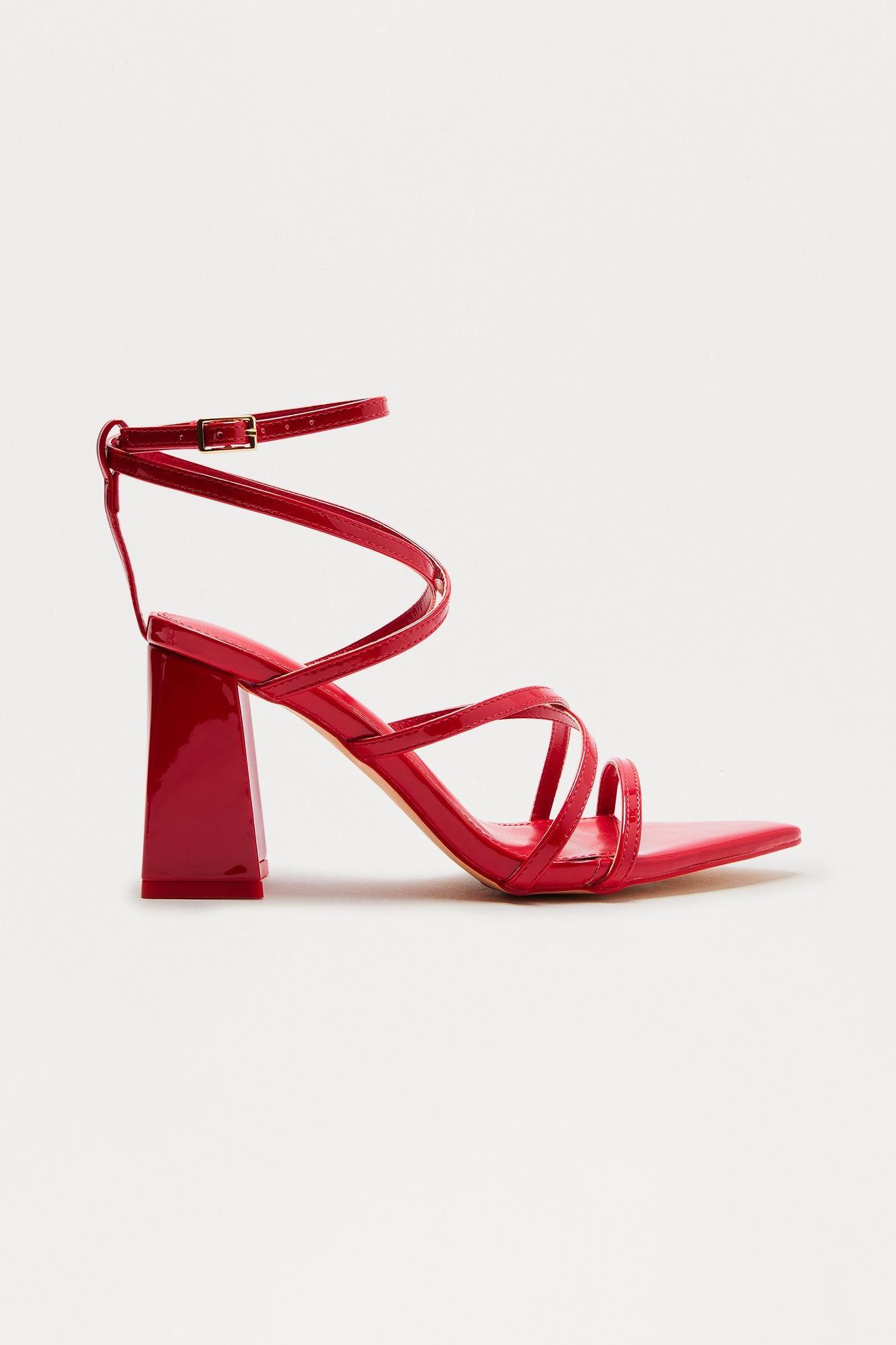 Misty Ankle Strap Heels - Red Product Image