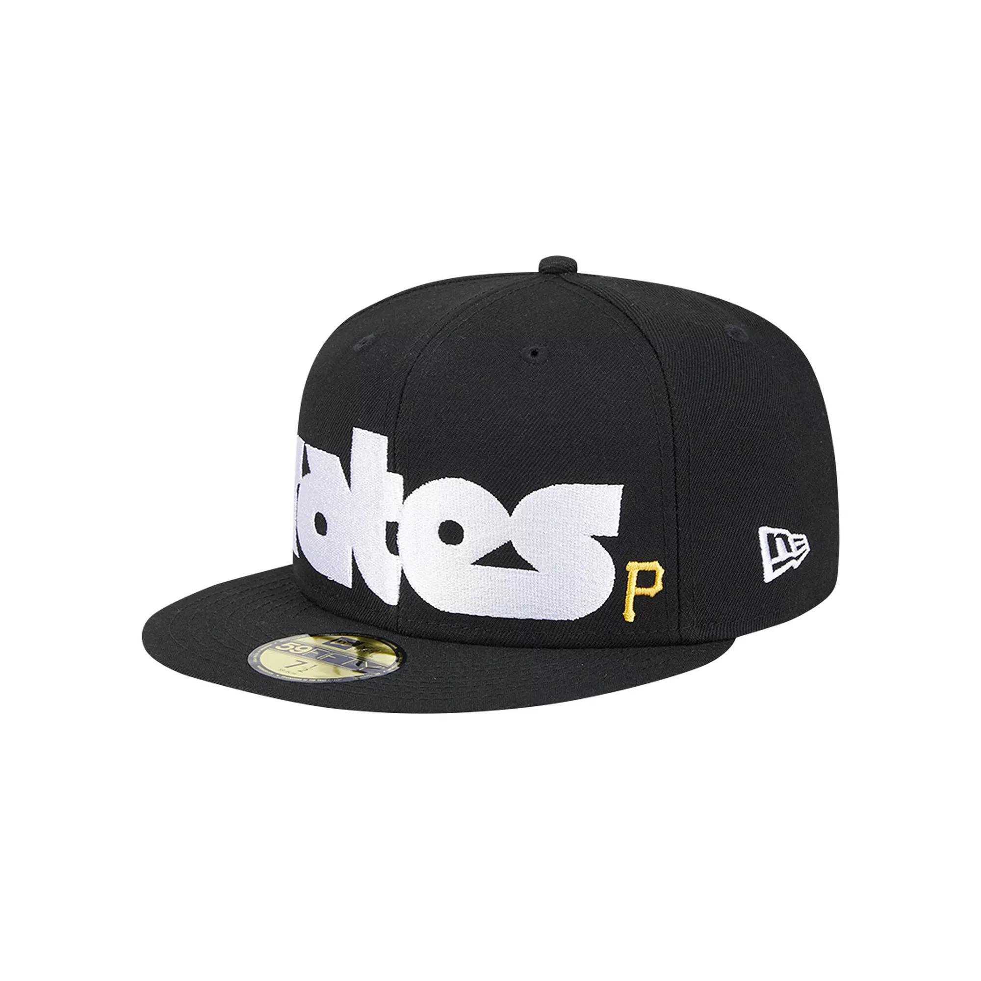 Men's New Era Black Pittsburgh Pirates Checkered Undervisor 59FIFTY Fitted Hat, Size: 7 1/2 Product Image