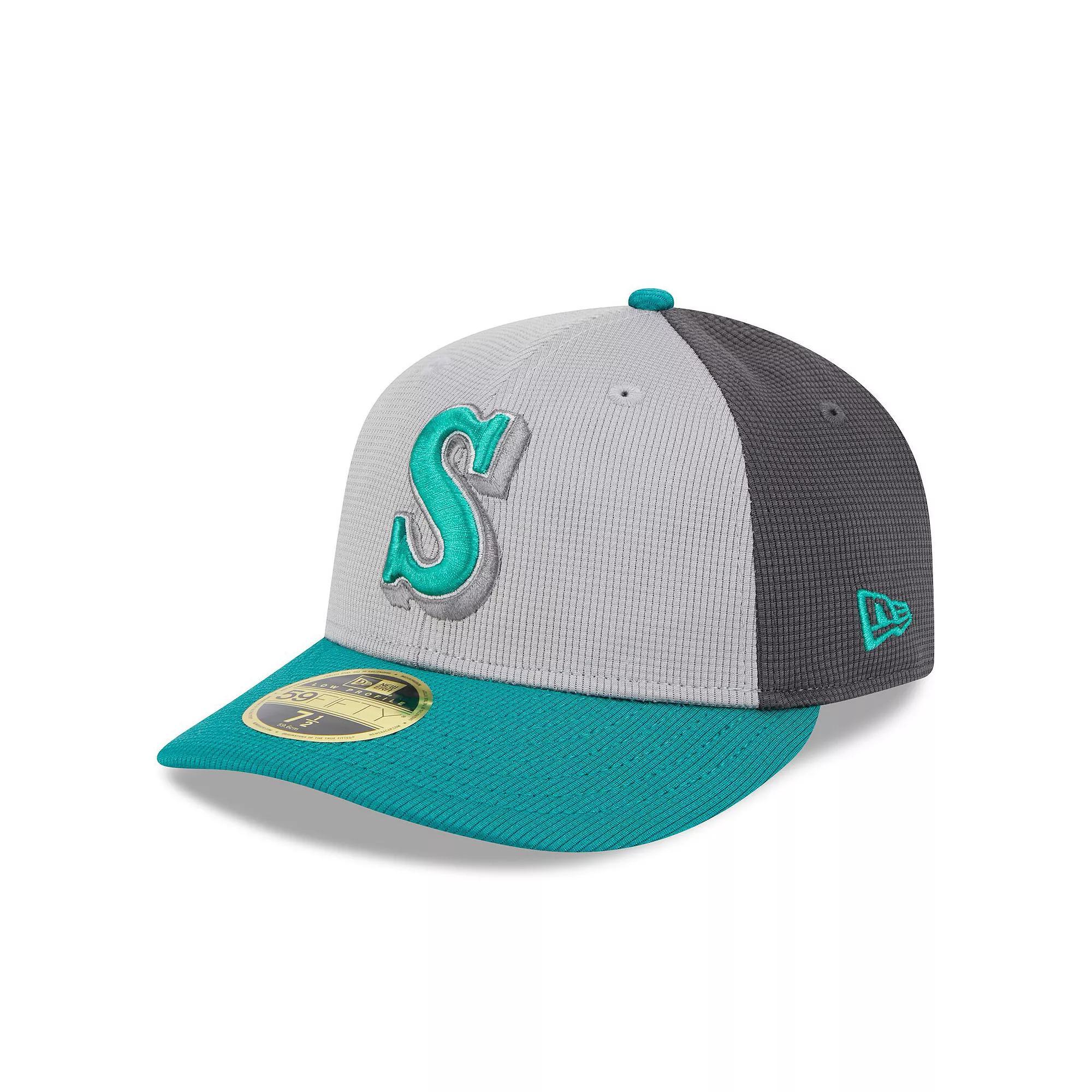 Men's New Era  Gray/Aqua Seattle Mariners 2025 Batting Practice Low Profile 59FIFTY Fitted Hat, Size: 7 1/8, Grey Product Image