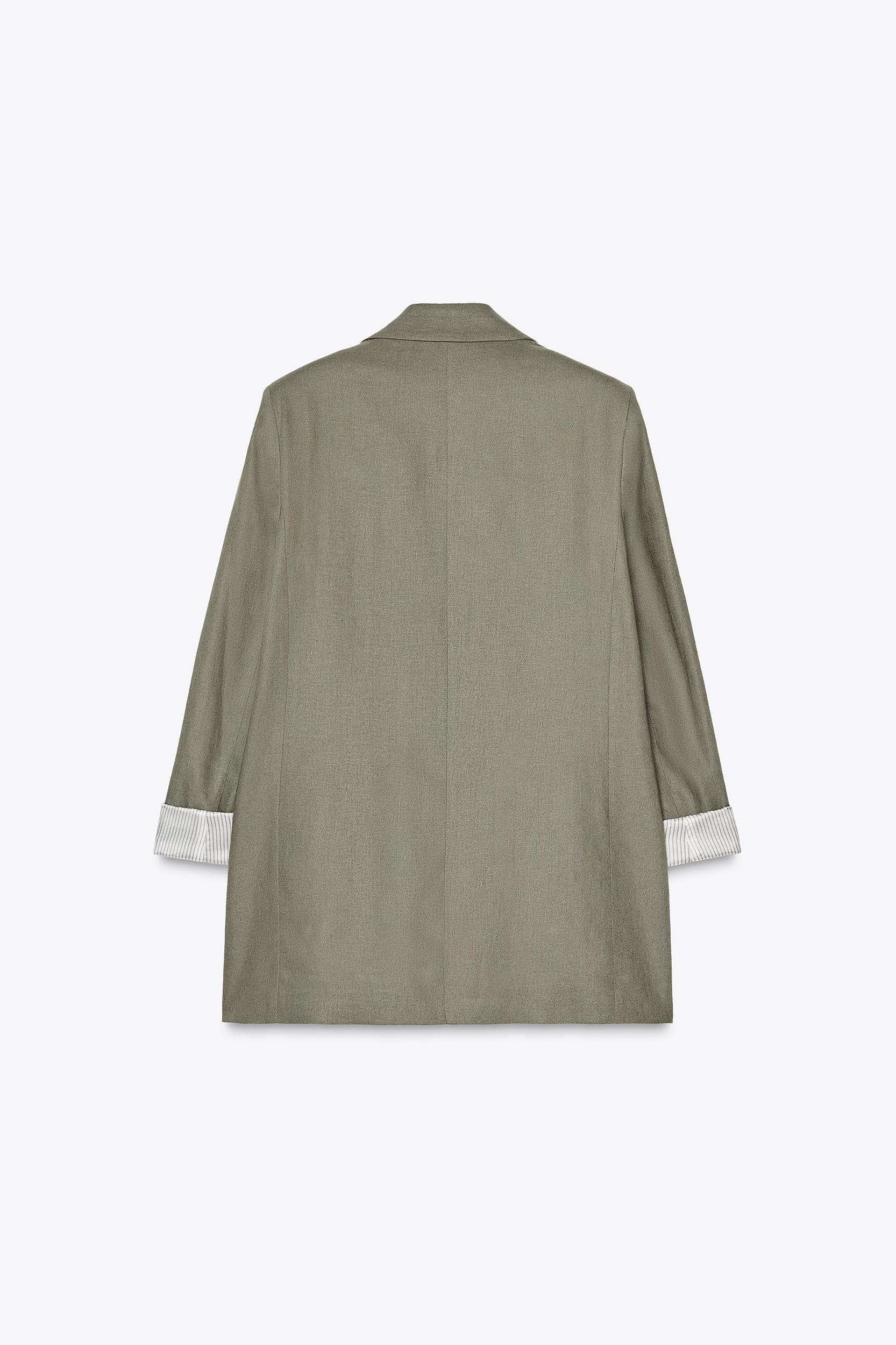 PRINTED LINEN BLEND CUFFED BLAZER Product Image