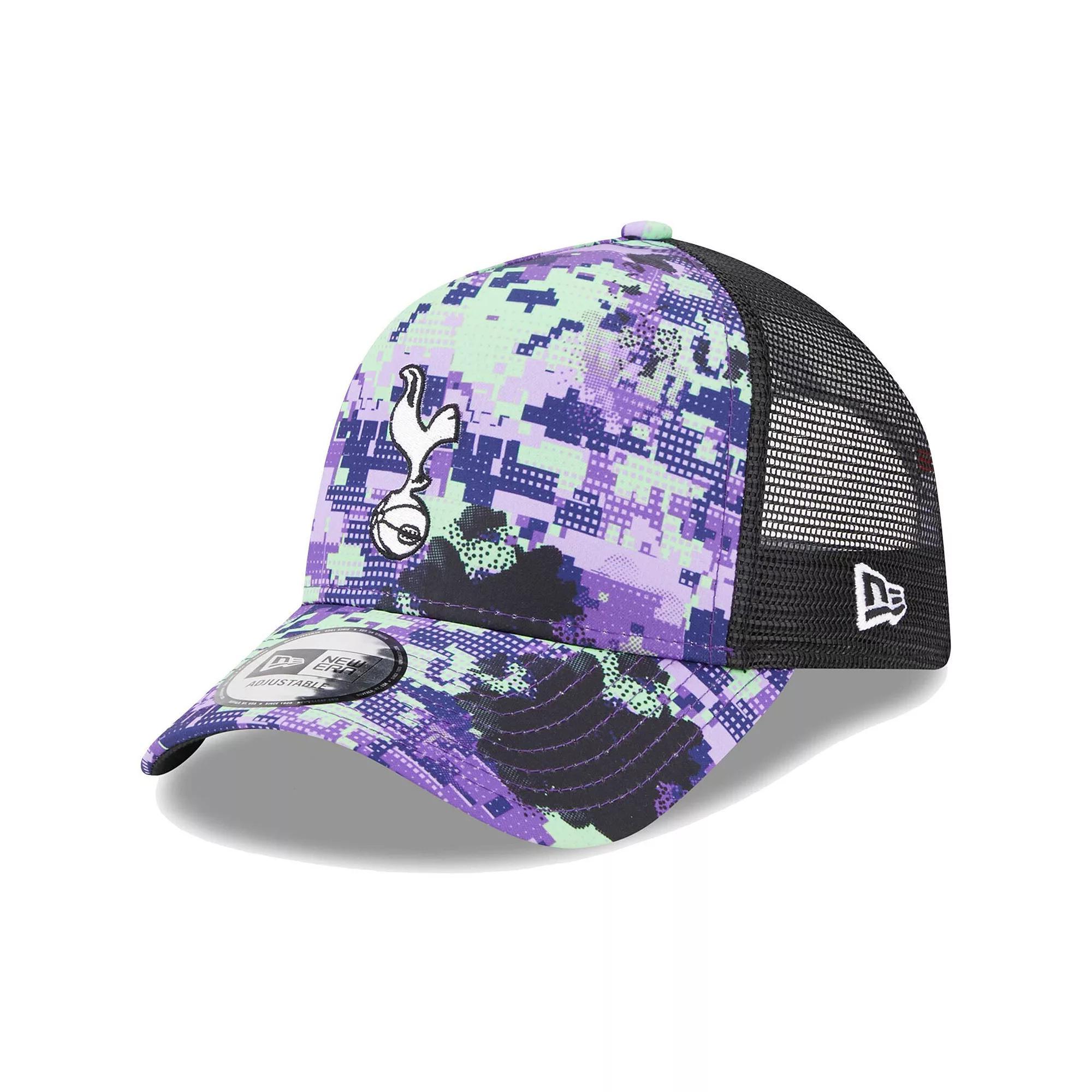 Mens New Era Tottenham Hotspur Glitch All Over Print E-Frame Trucker Adjustable Hat Product Image