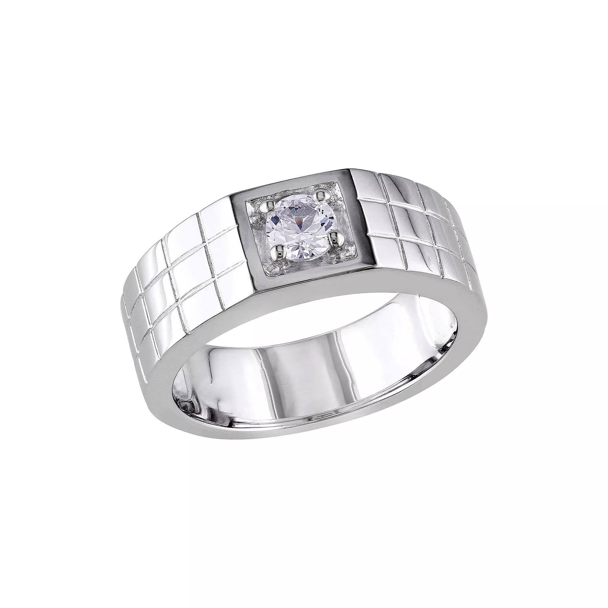 Stella Grace Sterling Silver Lab-Created White Sapphire Mens Ring Silvertone Product Image
