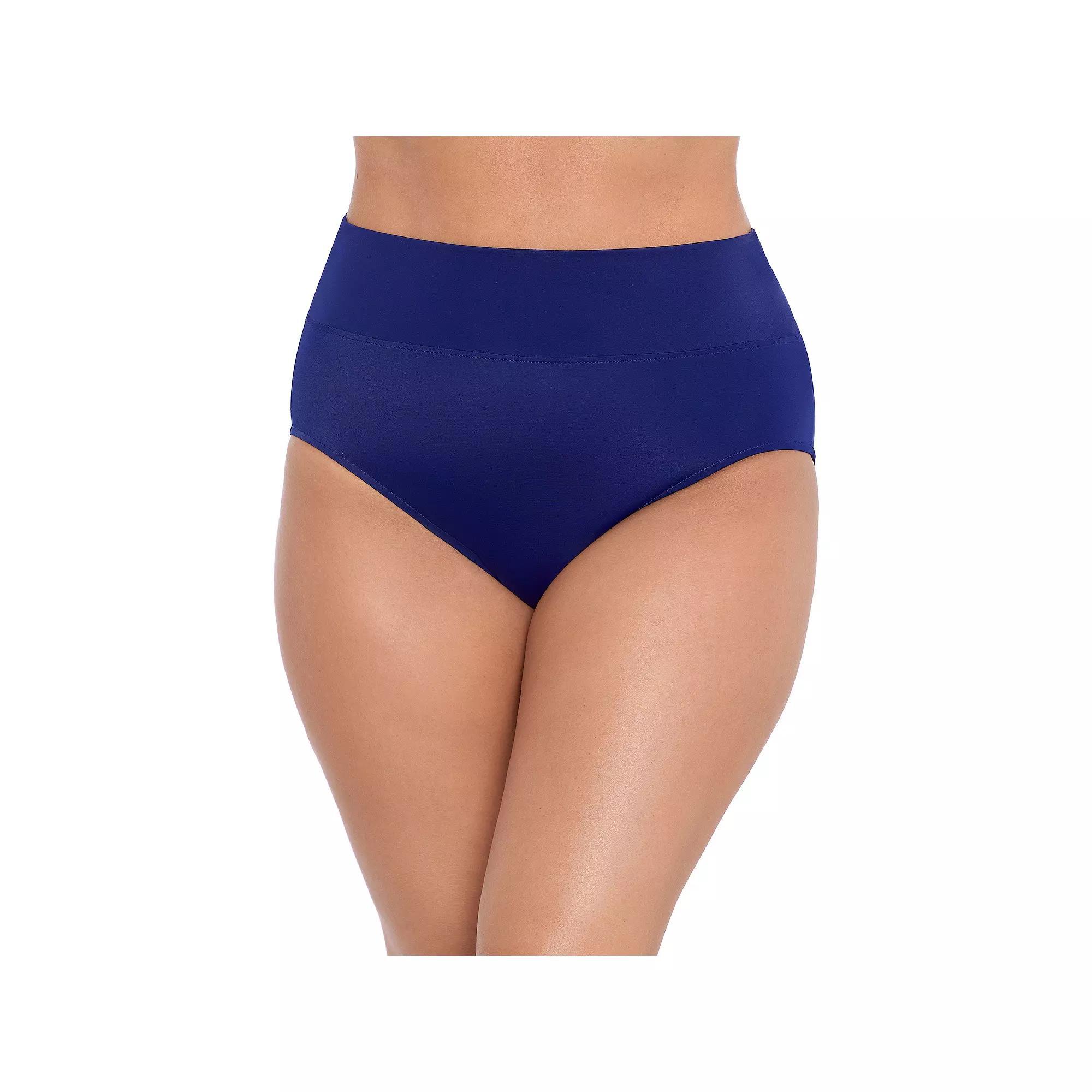 Women's Trimshaper Solid Allover Control Swim Briefs, Size: 12, Black Product Image