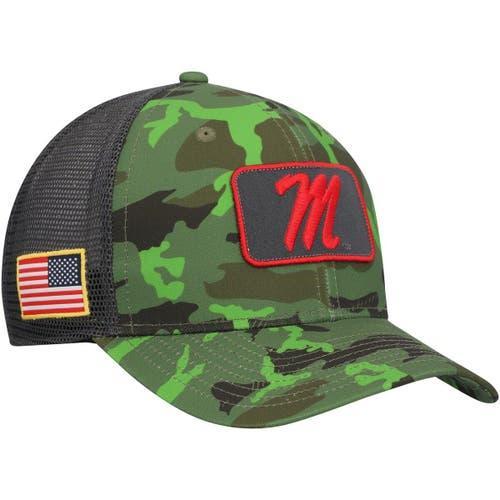 Men's Nike  Camo/Black Ole Miss Rebels Classic99 Veterans Day Trucker Snapback Hat, Green Product Image