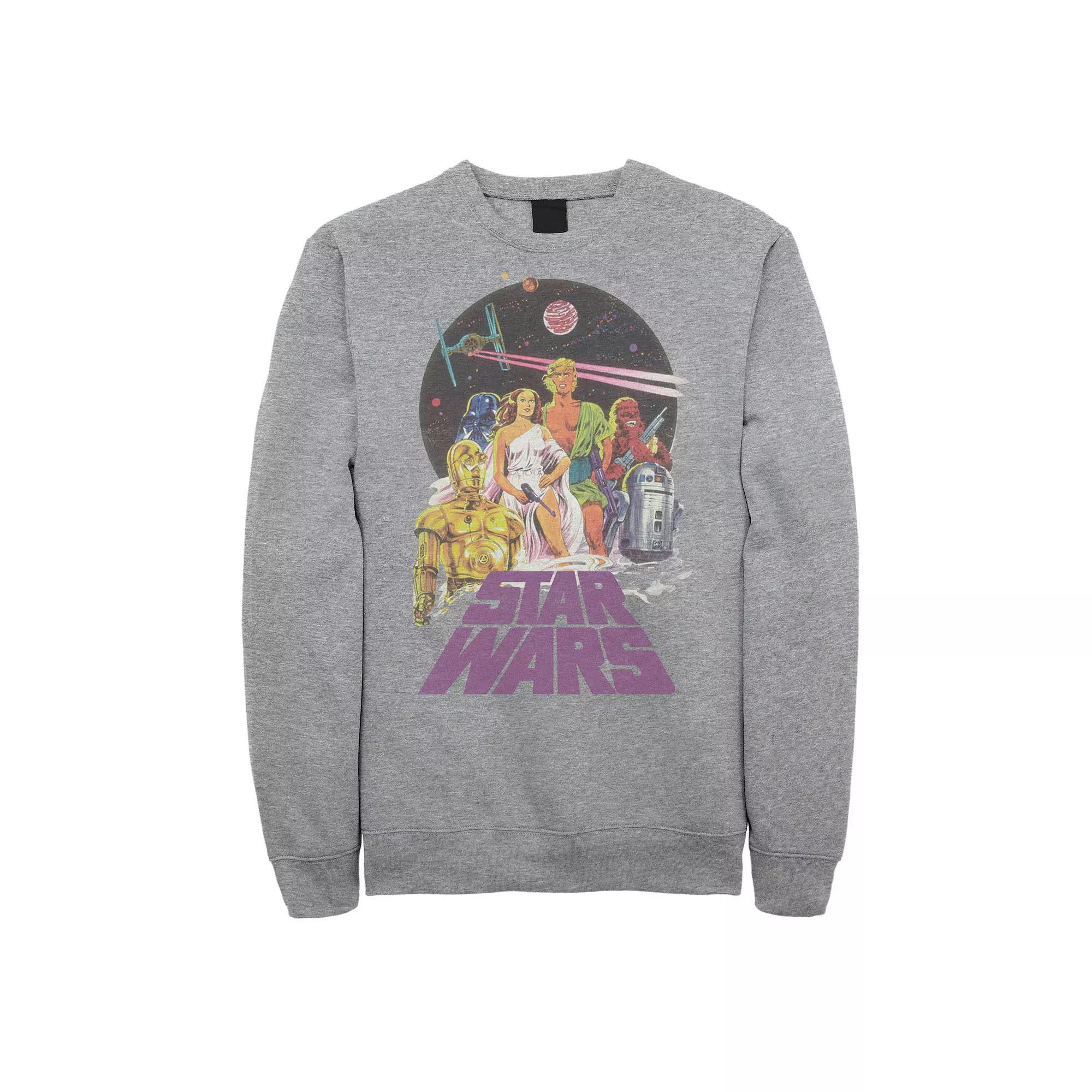 Big & Tall Star Wars Group Shot Battle Logo Sweatshirt, Men's, Size: Large Tall, Athletic Grey Product Image