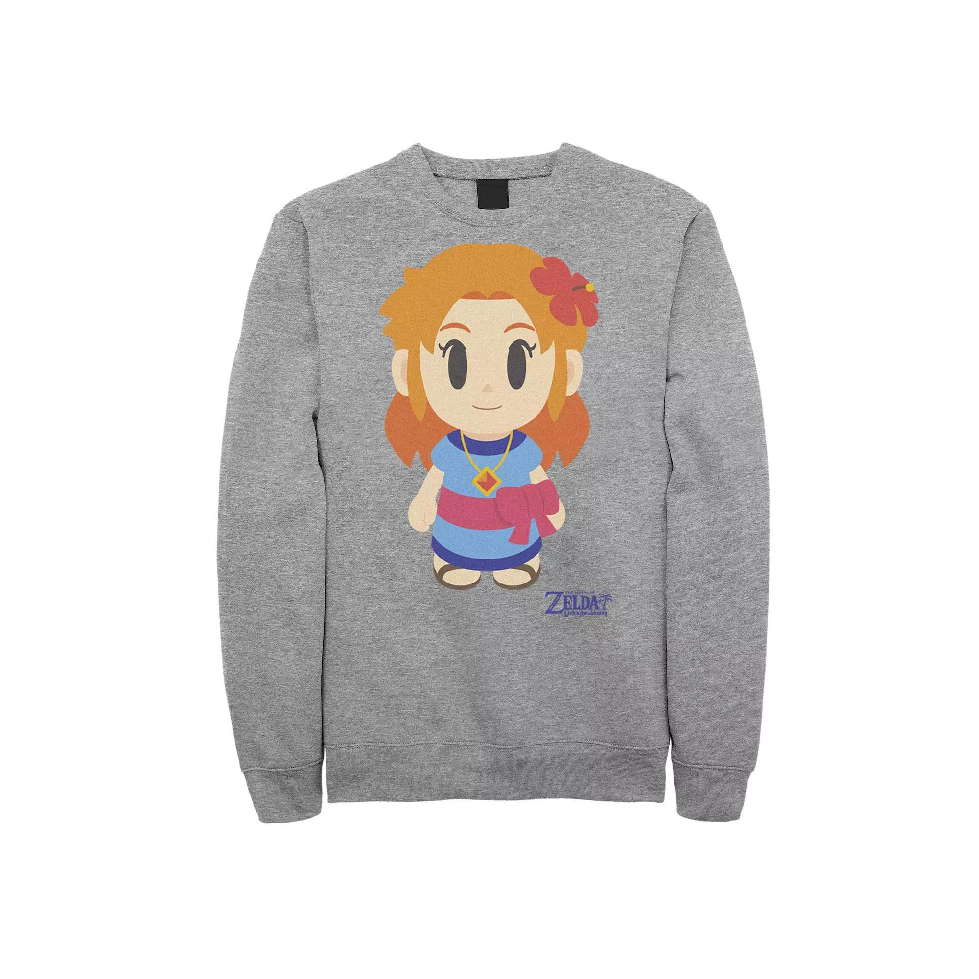 Men's Nintendo Legend Of Zelda Links Awakening Marin Chibi Style Graphic Fleece Pullover, Size: 3XL, Athletic Grey Product Image