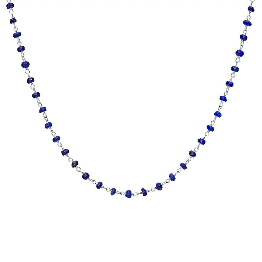 Gemistry Sterling Silver Lapis Lazuli Beaded Necklace, Women's, Size: 18" Product Image