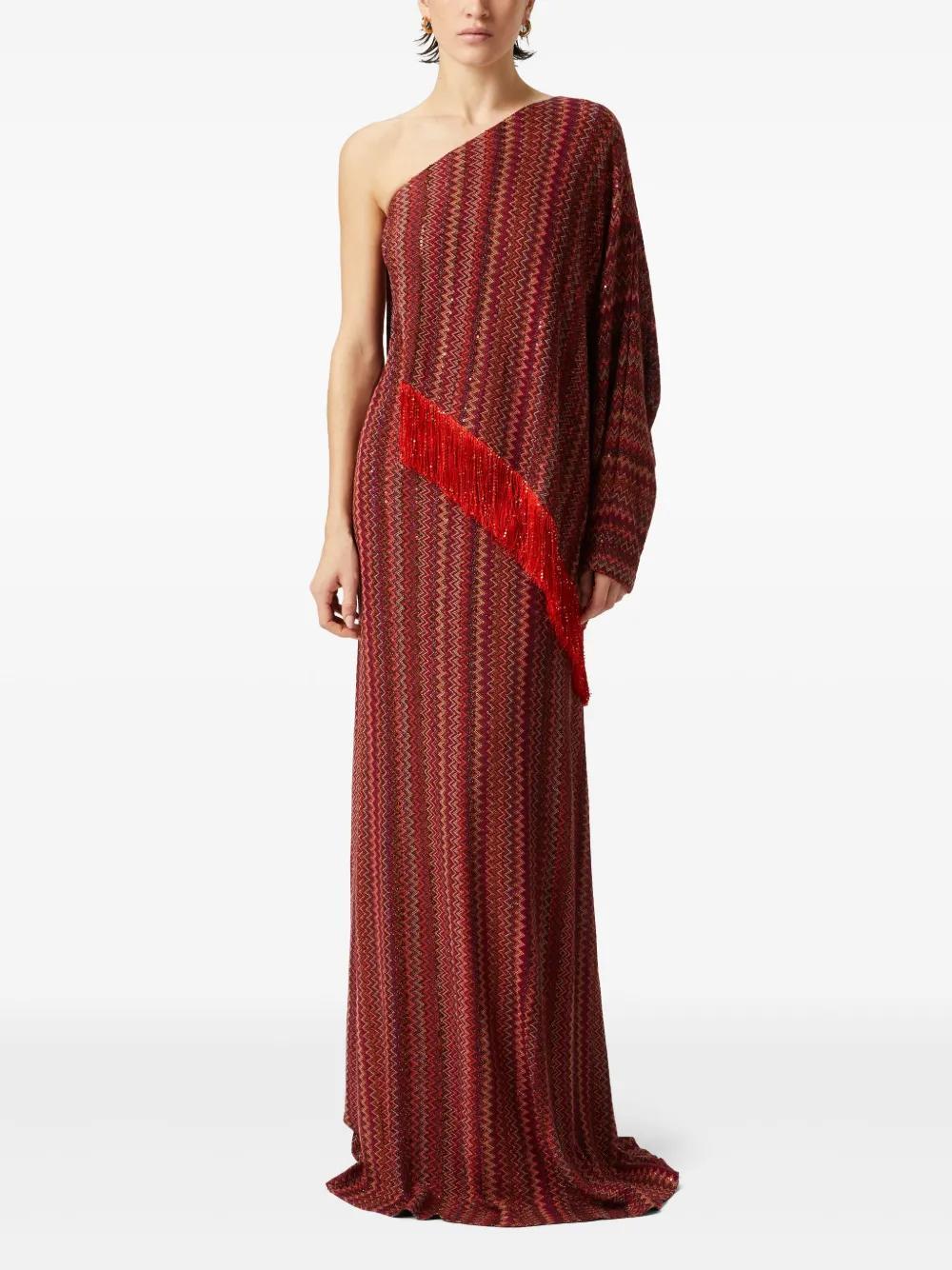zigzag one-shoulder dress Product Image