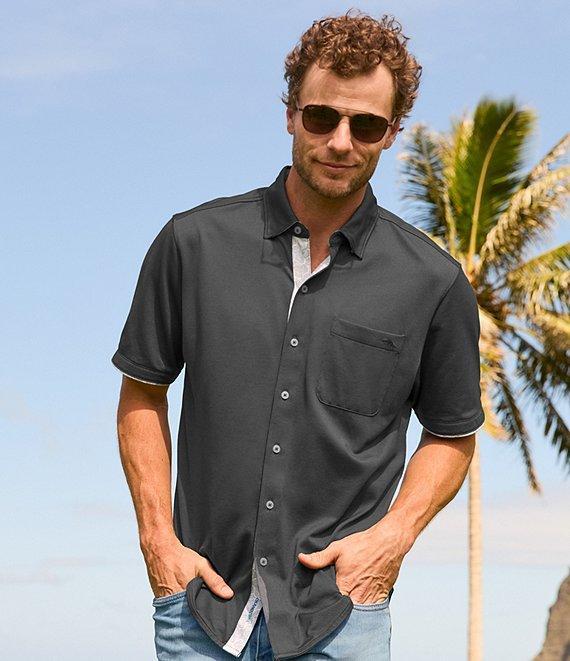 Tommy Bahama Big & Tall San Lucio Tri Leaf Geo Happy Hour Short Sleeve Woven Shirt Product Image