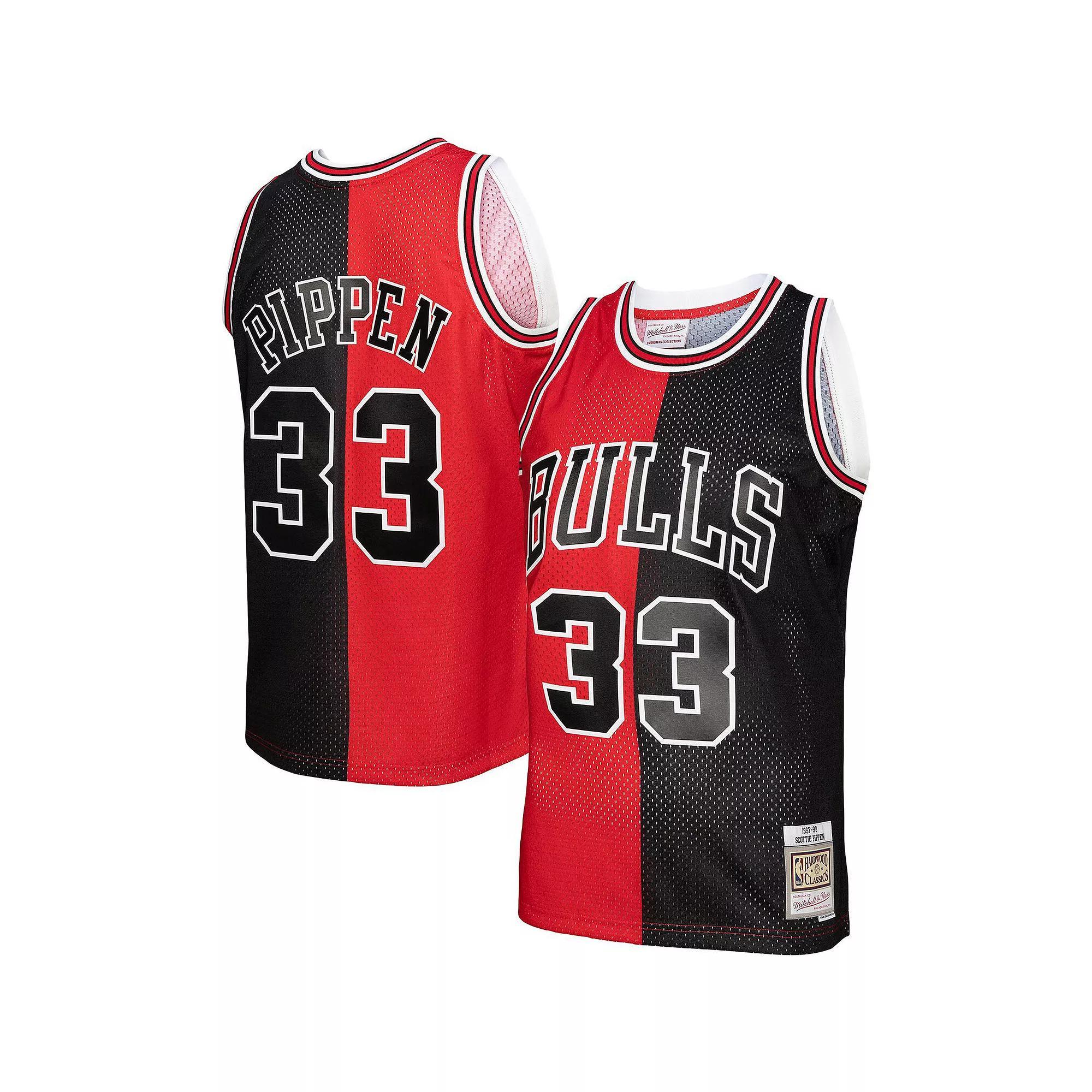 Men's Mitchell & Ness Scottie Pippen Red/Black Chicago Bulls Hardwood Classics 1997-98 Split Swingman Jersey, Size: XL Product Image