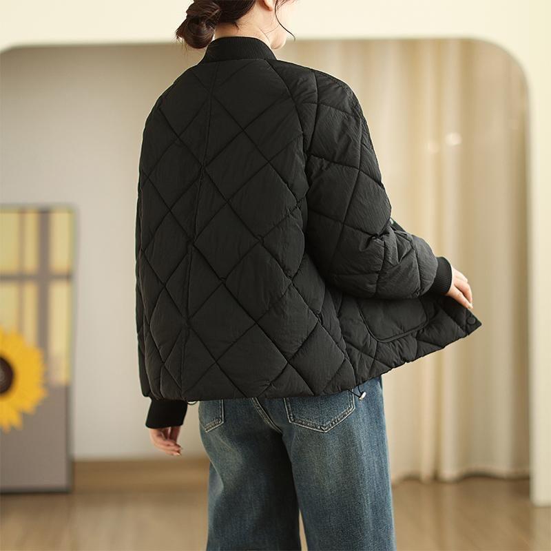 Plain Quilted Single-Breasted Jacket Product Image