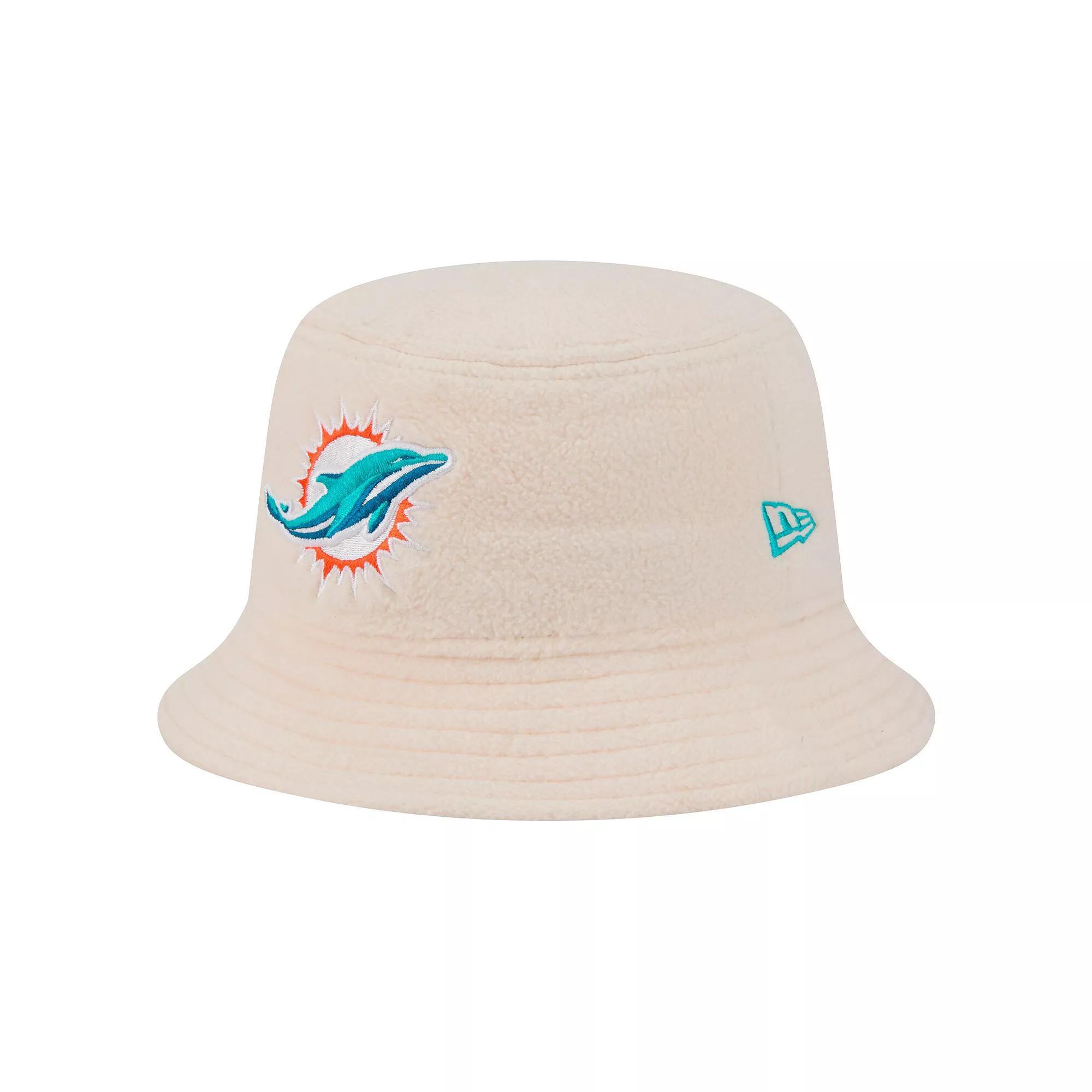 Women's New Era Cream Miami Dolphins Cozy Sherpa Bucket Hat, Size: Medium, Beige Product Image