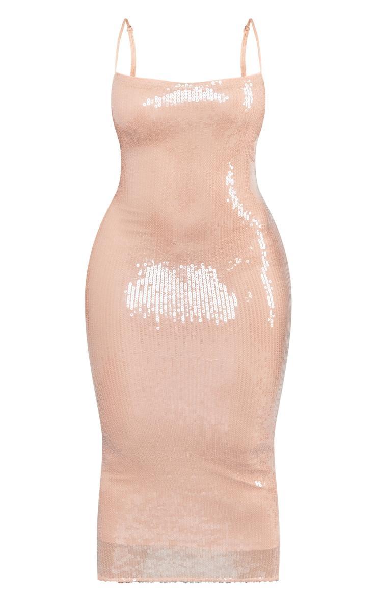 Plus Nude Sequin Strappy Midaxi Dress Product Image