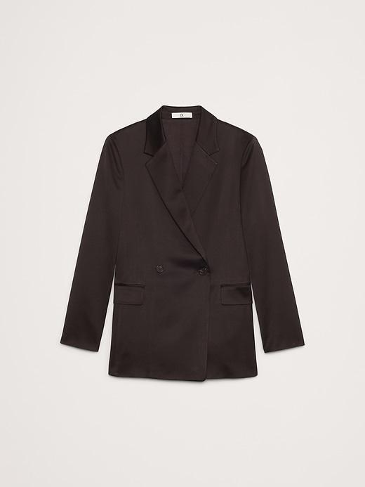 Double-Breasted Italian Satin Blazer Product Image