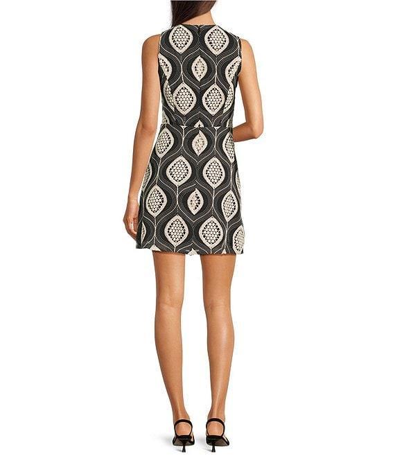 Adelyn Rae Naisha Crochet Embroidered V-Neck Sleeveless Sheath Mini Dress Product Image