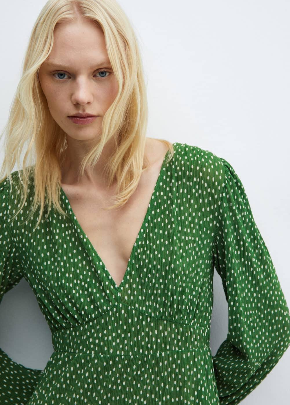 Mango Womens Polka-Dot Midi Dress Product Image