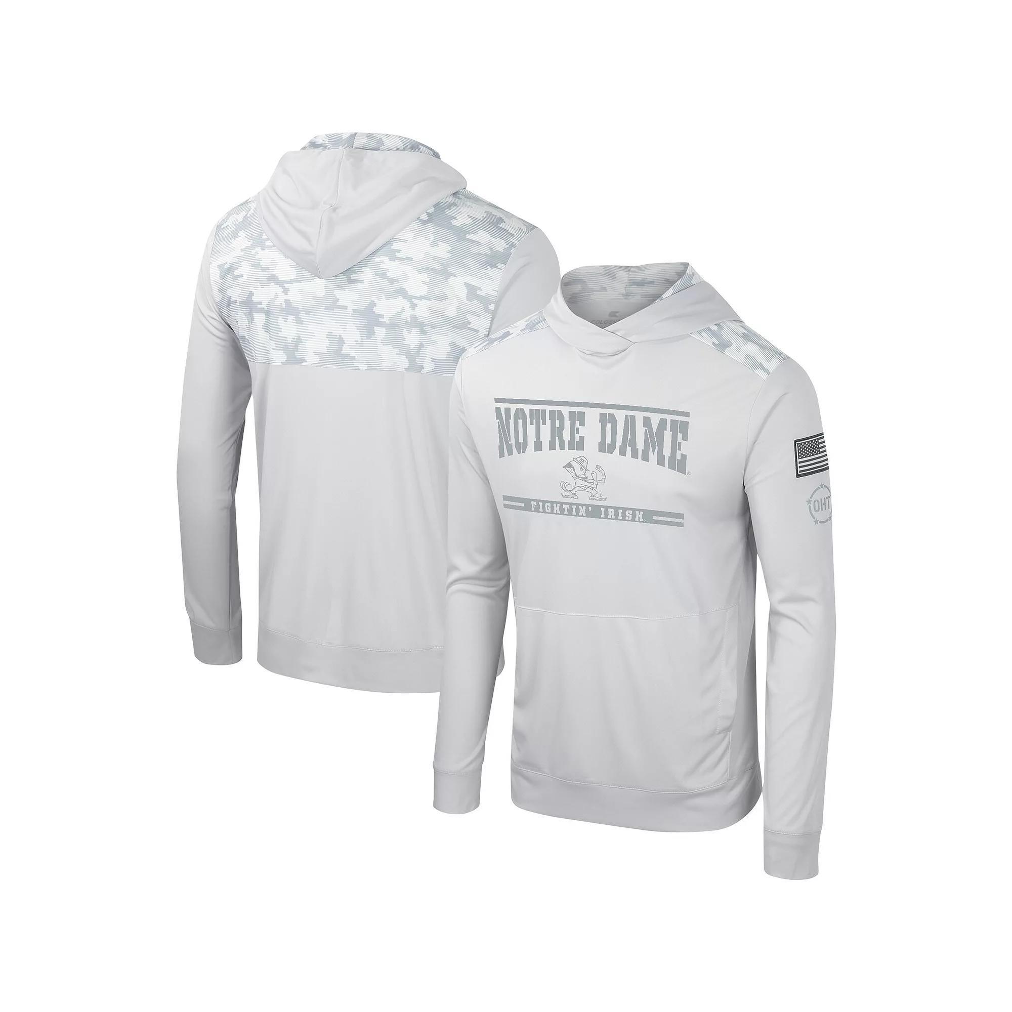 Men's Colosseum Gray Notre Dame Fighting Irish OHT Military Appreciation Long Sleeve Hoodie T-Shirt, Size: Medium, Grey Product Image