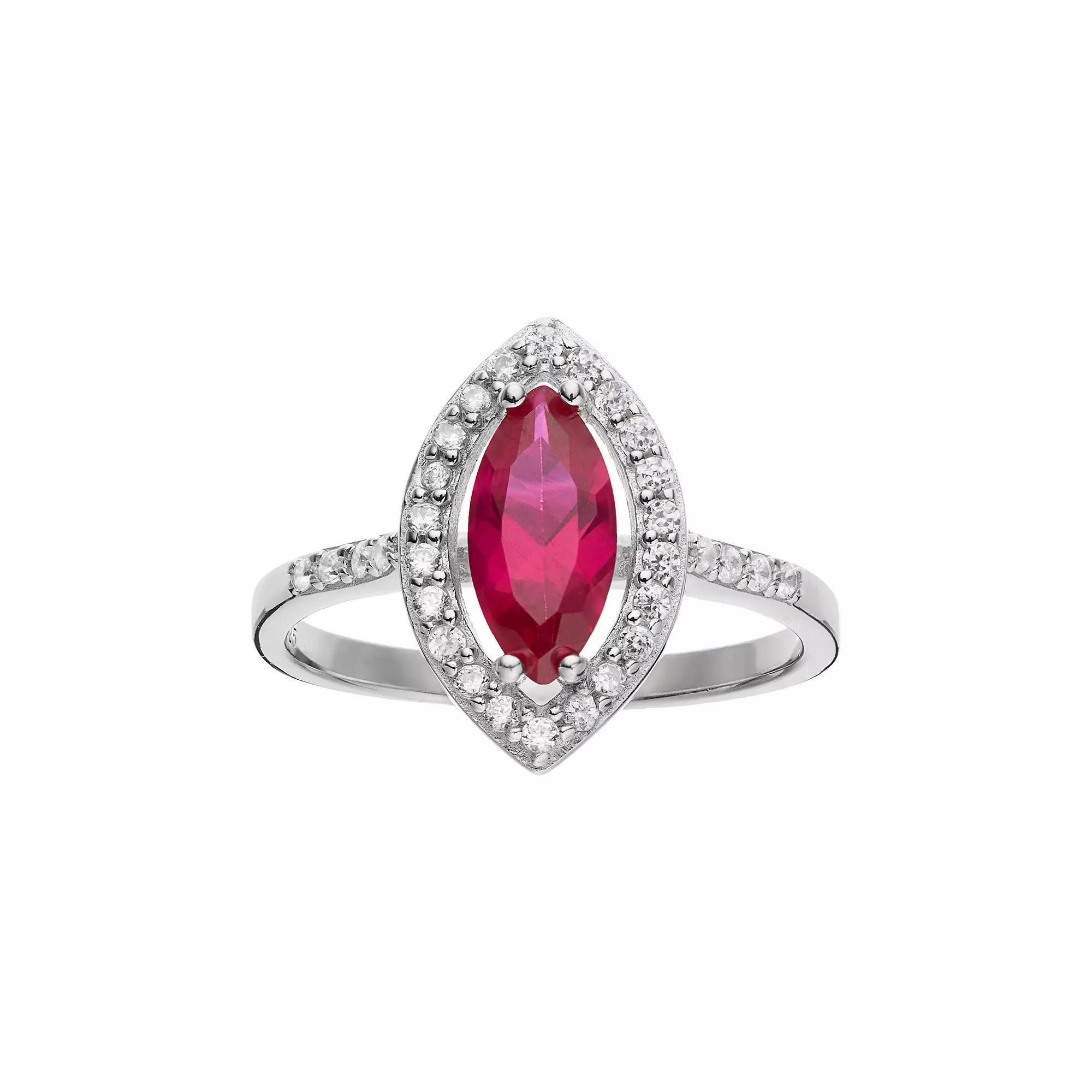 Sophie Miller Sterling Silver Lab-Created Ruby & Cubic Zirconia Ring, Women's, Size: 5, Red Product Image