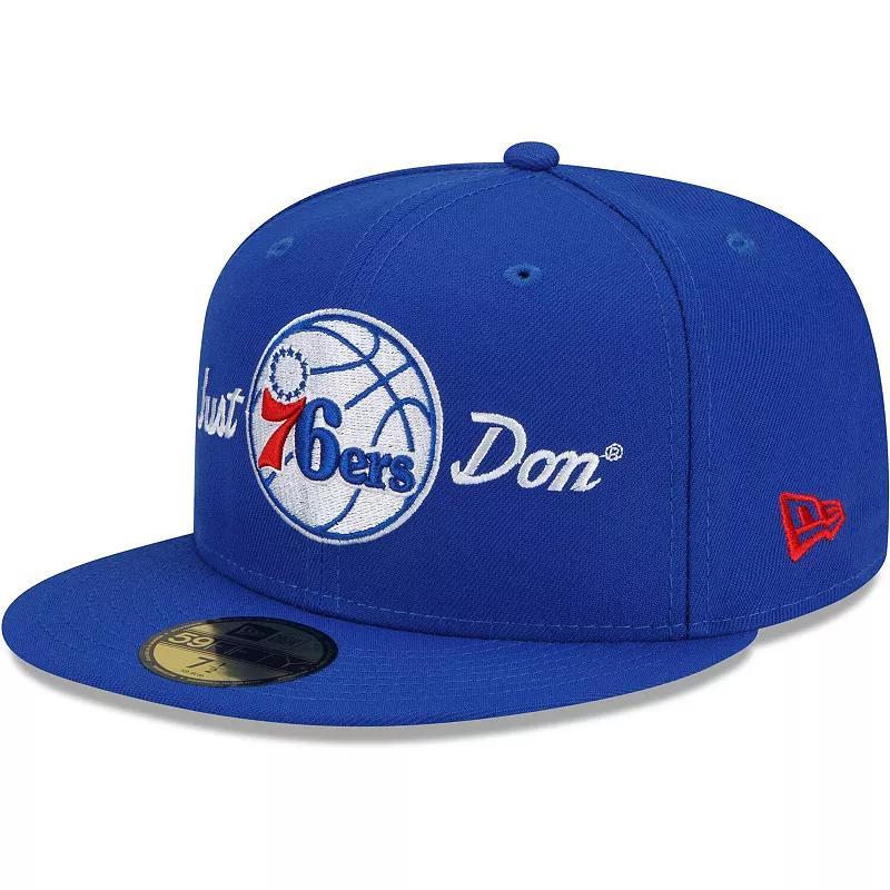 Men's New Era x Just Don Royal Philadelphia 76ers 59FIFTY Fitted Hat, Size: 7 1/8, 76r Blue Product Image