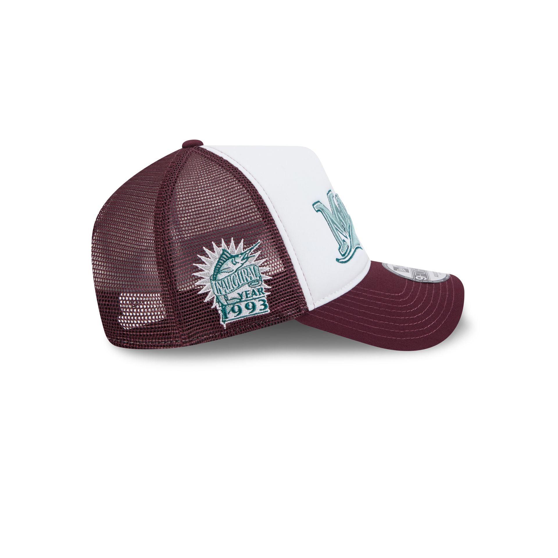 Miami Marlins Optic White 9FORTY A-Frame Snapback Hat Male Product Image