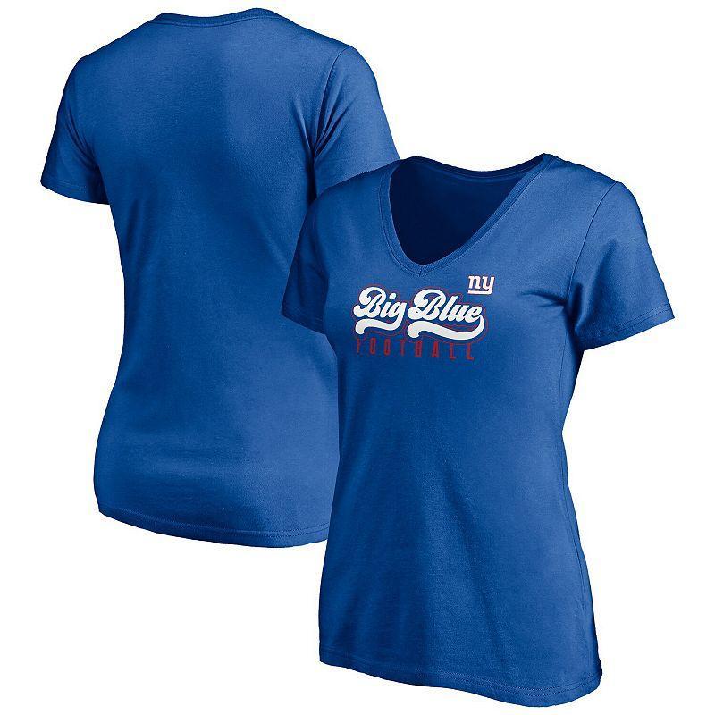 Women's Fanatics Branded Royal New York Giants Hometown Collection Wildcat V-Neck T-Shirt, Size: Medium, Blue Product Image