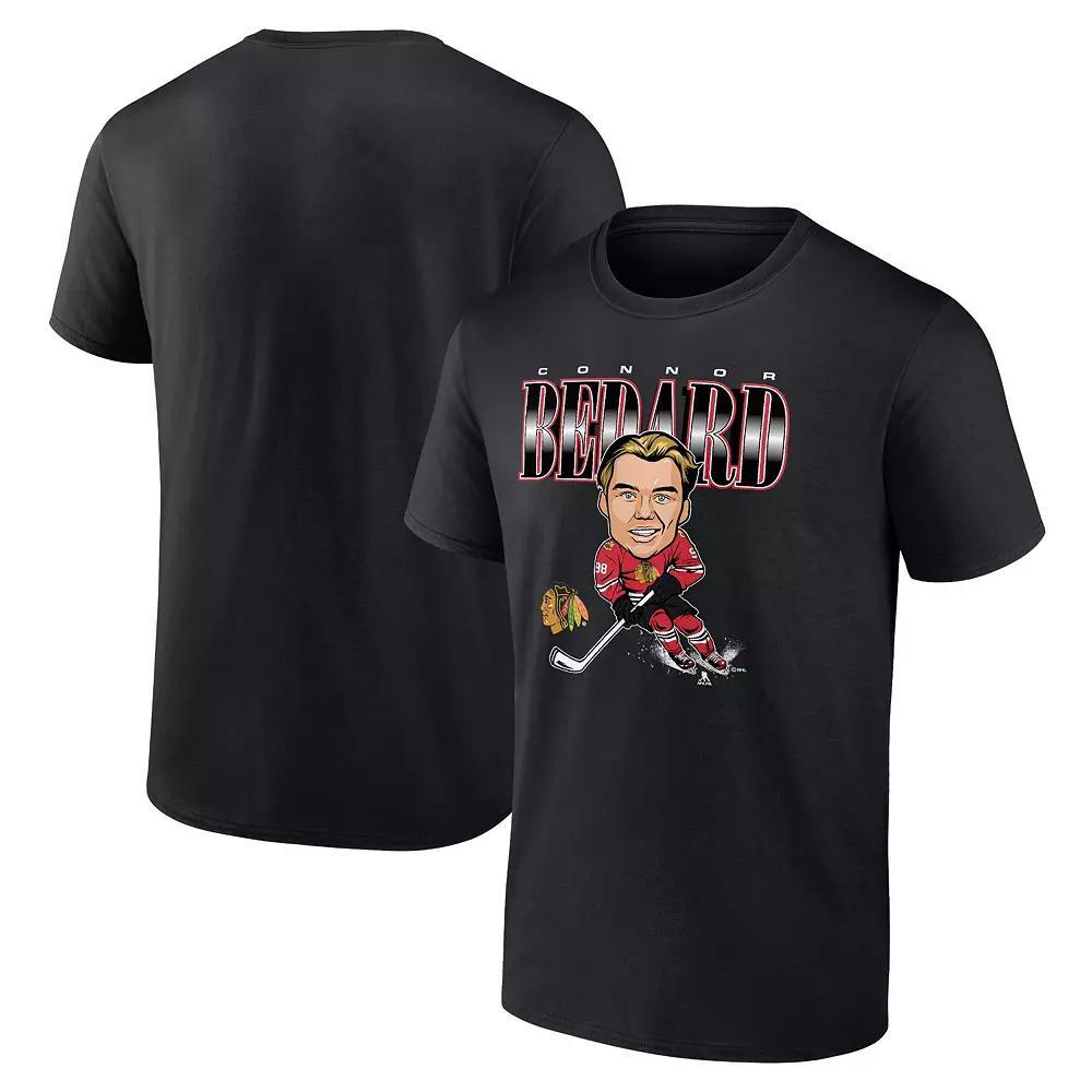 Men's Fanatics Branded Connor Bedard Black Chicago Blackhawks Player Caricature T-Shirt, Size: Large Product Image