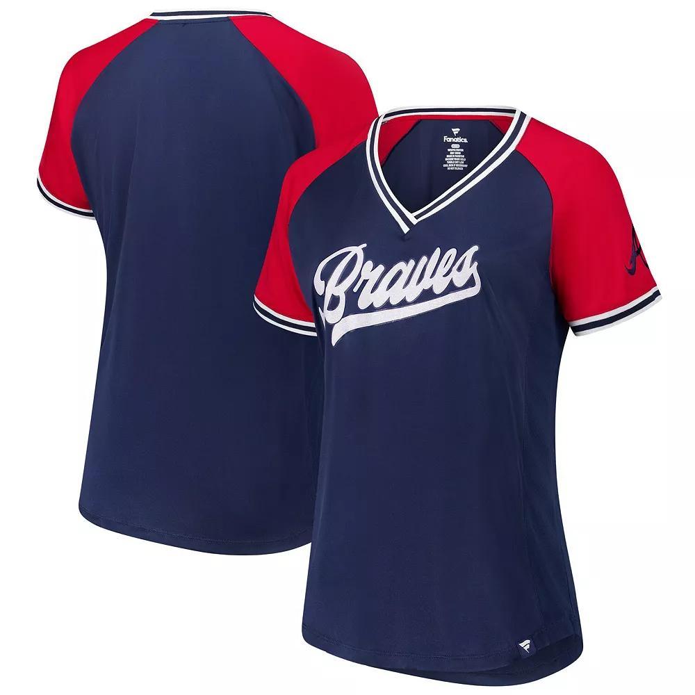 Women's Profile Navy Atlanta Braves Plus Size Crossover V-Neck T-Shirt, Size: 3XL, Blue Product Image