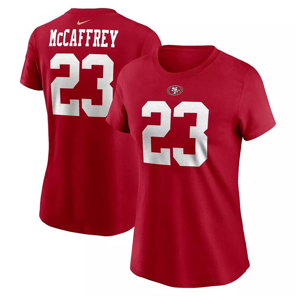 Women's Nike Christian McCaffrey Scarlet San Francisco 49ers Player Name & Number T-Shirt, Size: XL, Red Product Image