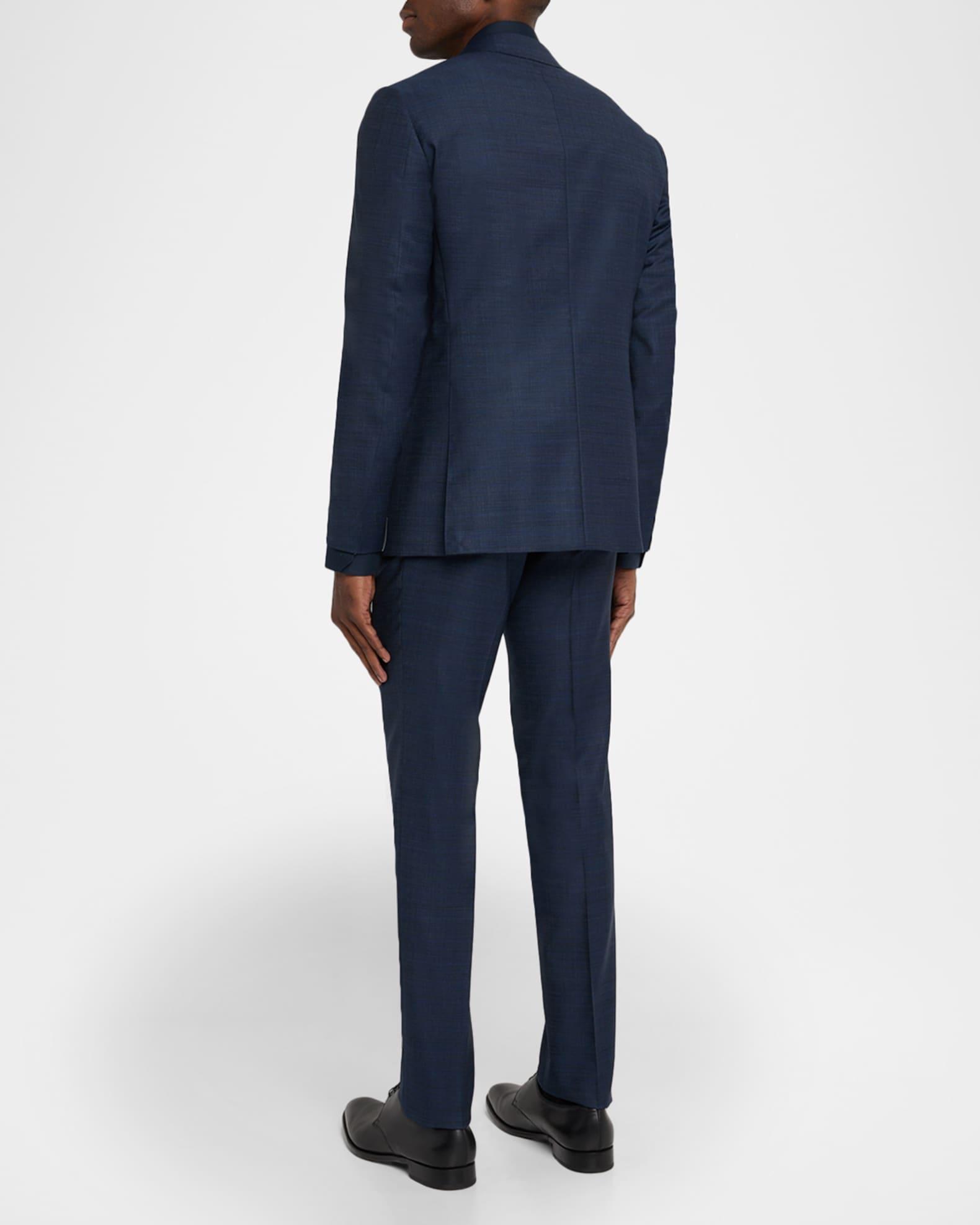 Men's Denim Effect Wool Peak Lapel Suit Product Image