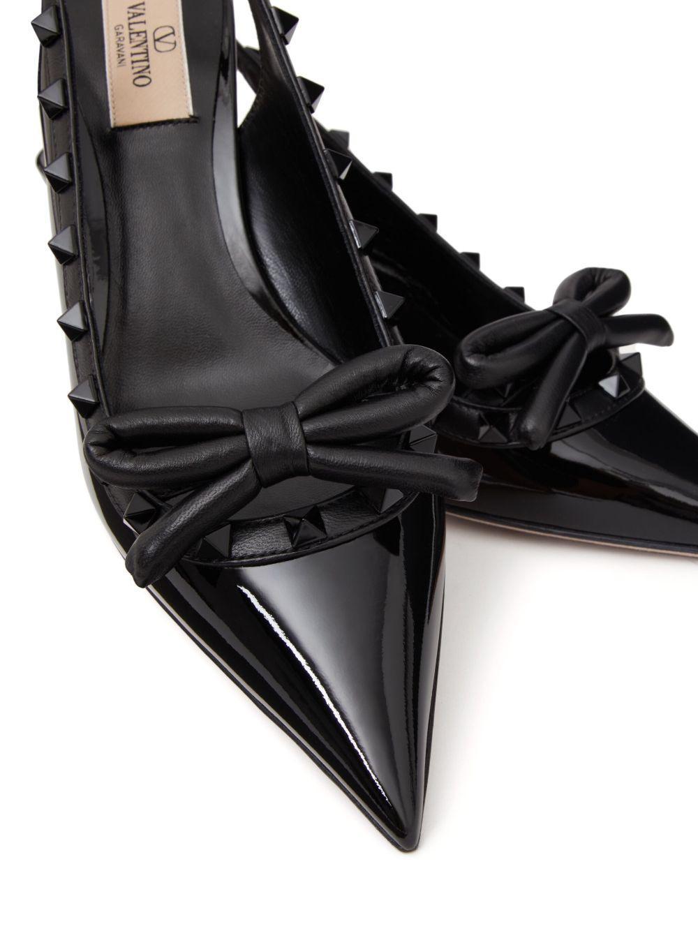 Rockstud 60mm bow-detail slingback pumps Product Image