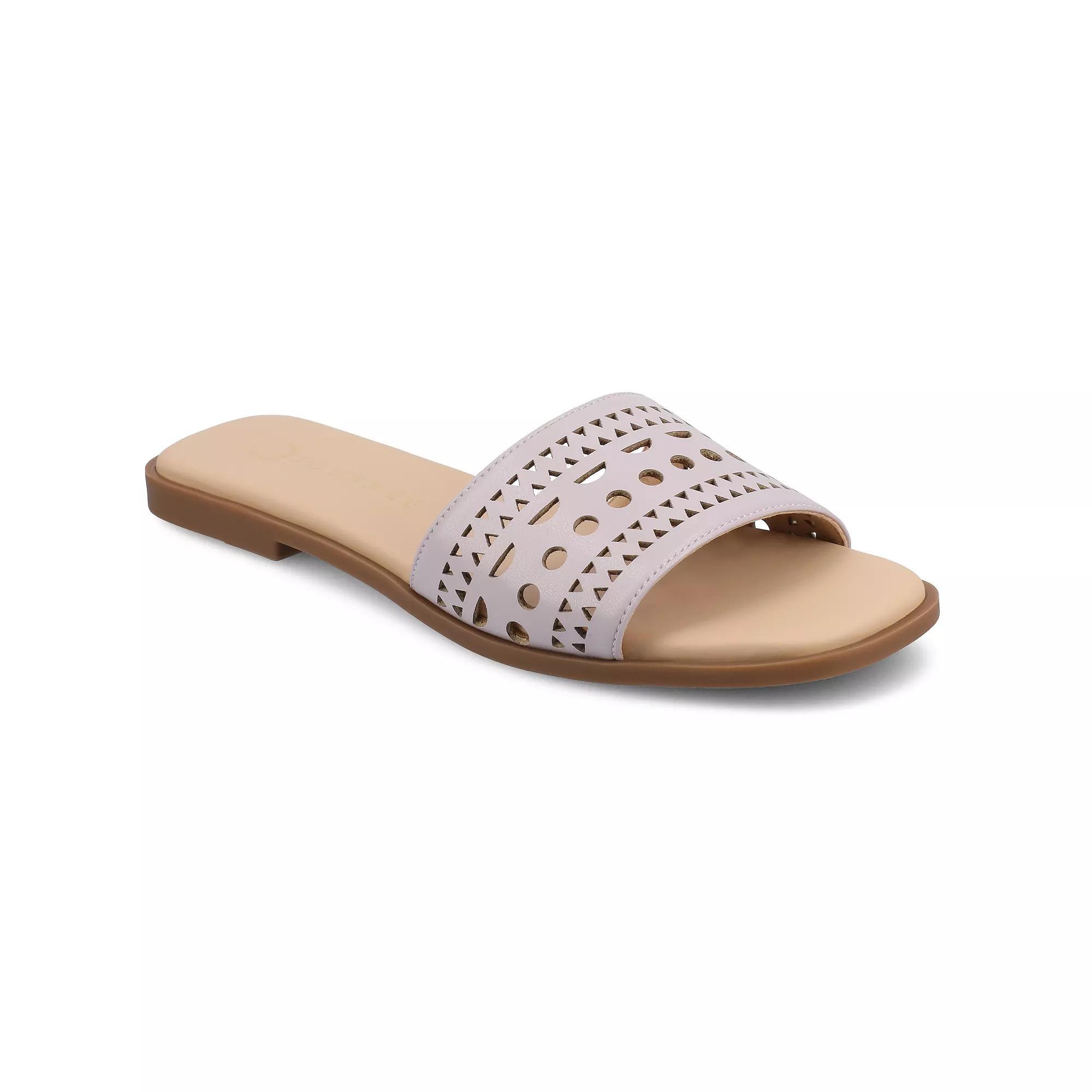 Journee Brodie Womens Geometric Cut Out Band Slide Sandals Purple Product Image