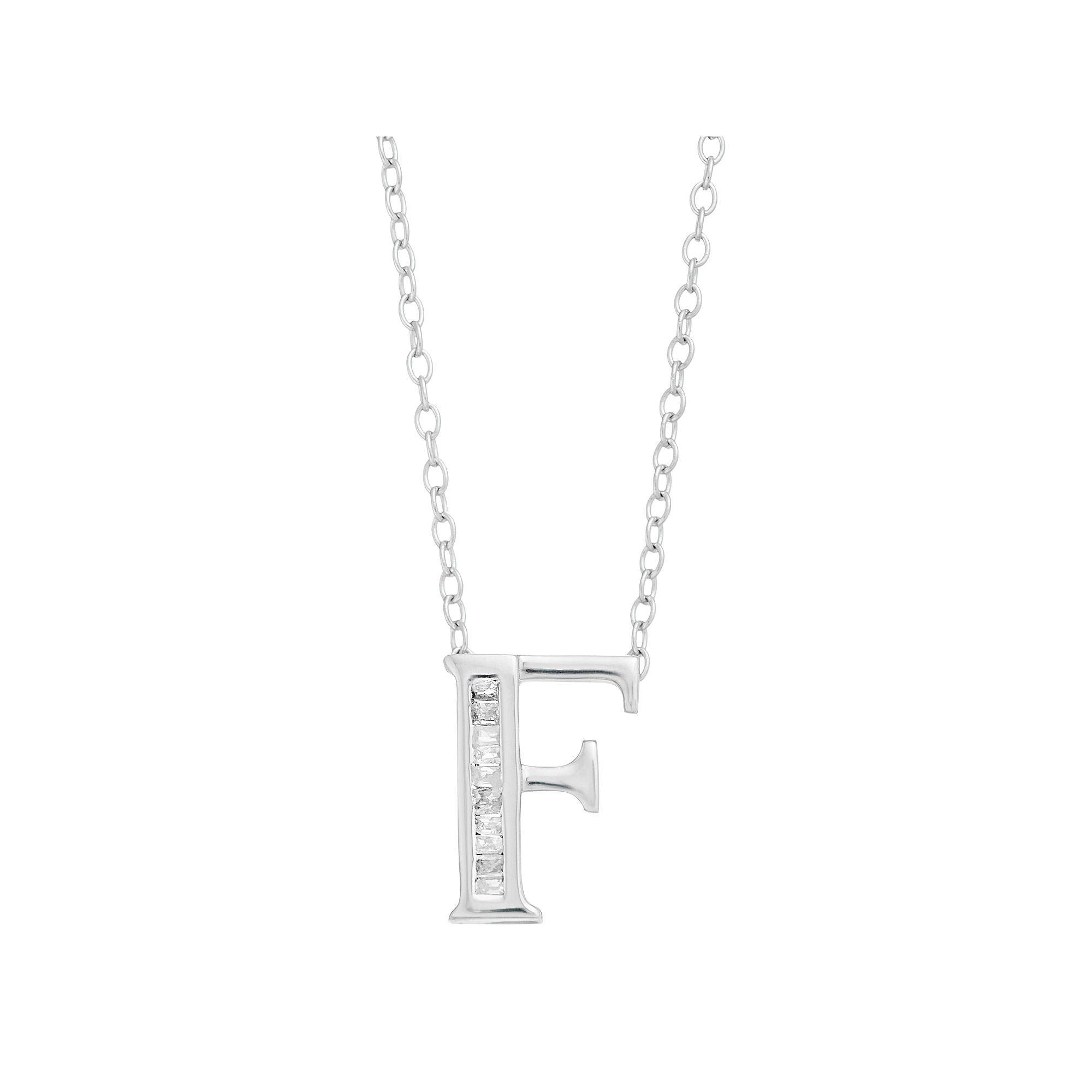 Sterling Silver Baguette Diamond Initial Pendant Necklace, Women's, Size: 18" Product Image