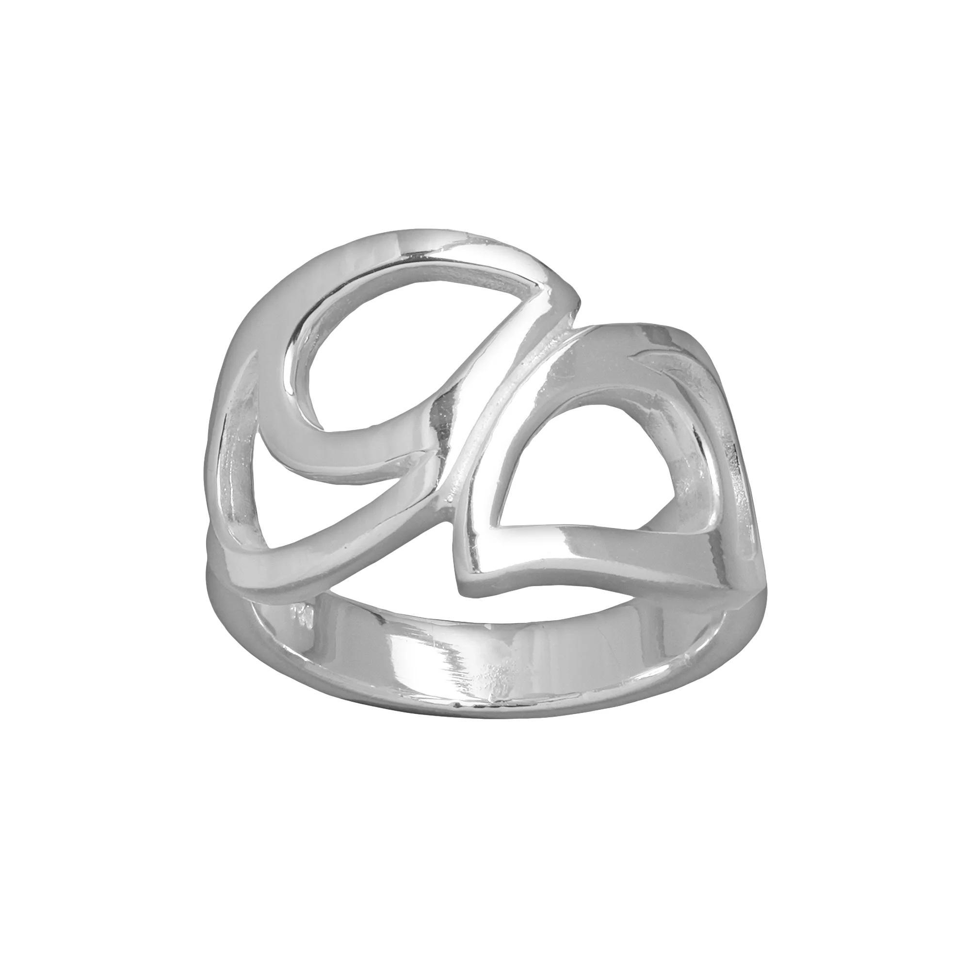 Silver Plated Openwork Teardrop Ring, Women's, Size: 7 Product Image
