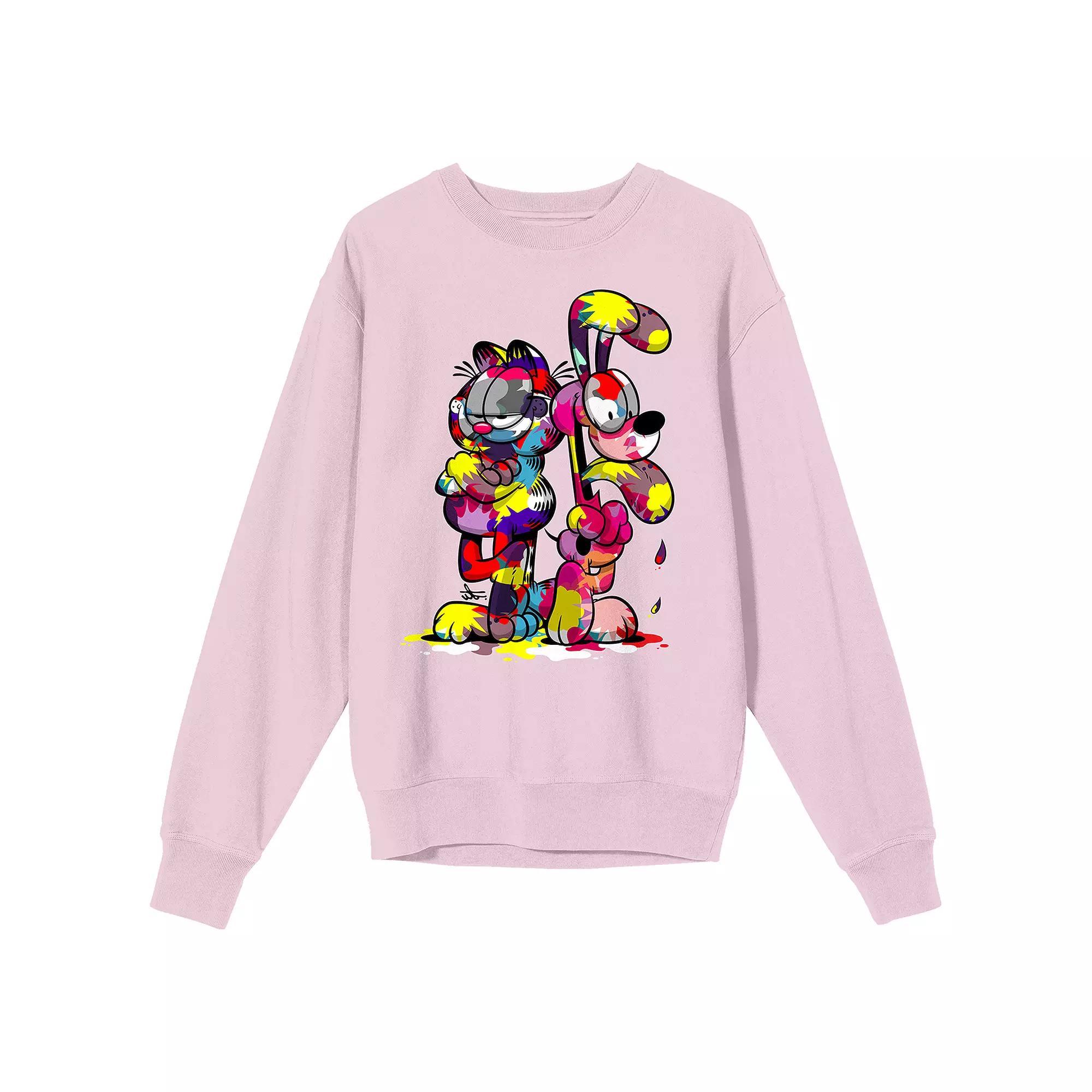 Men's Garfield Paint-Stained Sweatshirt, Size: XL, Pink Product Image