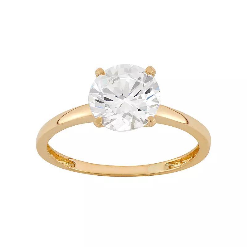 Cubic Zirconia Solitaire Engagement Ring in 10k Gold, Women's, Size: 9, Yellow Product Image